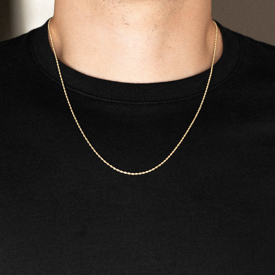 14k Gold 1.5mm Solid Lightweight Diamond-Cut Rope Chain - Model CH-0140