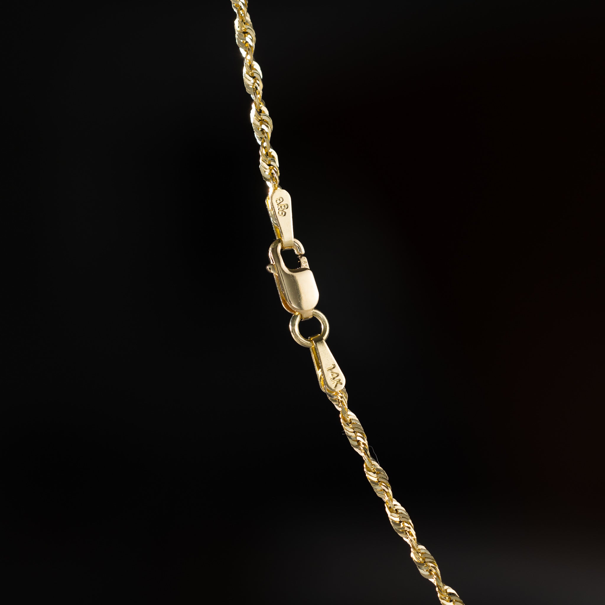 14k Gold 1.9mm Solid Lightweight Diamond-Cut Rope Chain - Model CH-0139