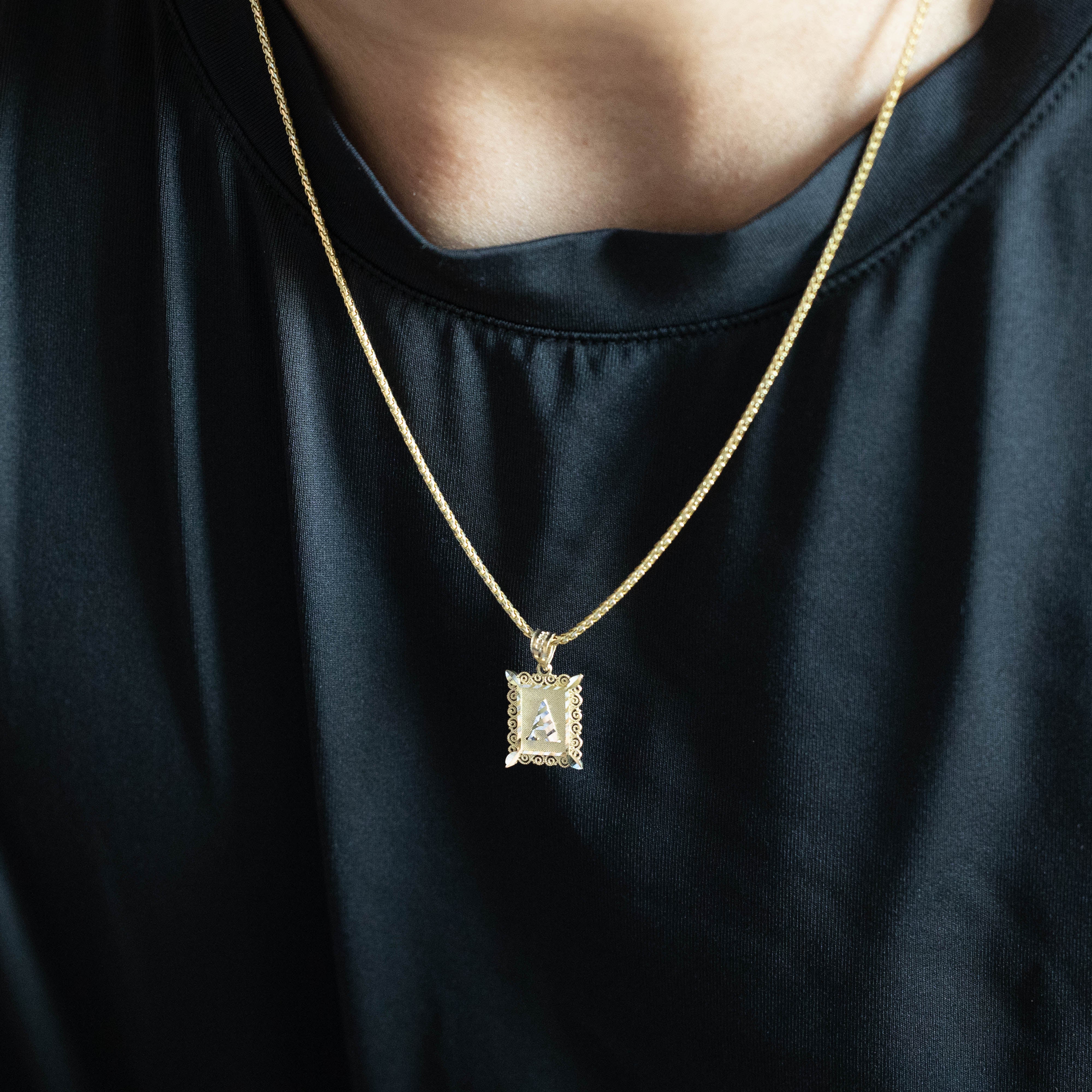 14K Gold Diamond-Cut Letter A Filigree Pendant | A–Z 14K Gold Pendants