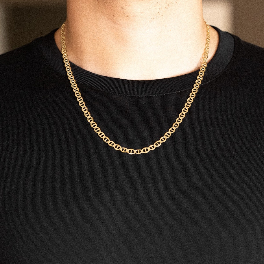 14k Gold 5.5mm Flat Lightweight Mariner Chain - Model CH-0330
