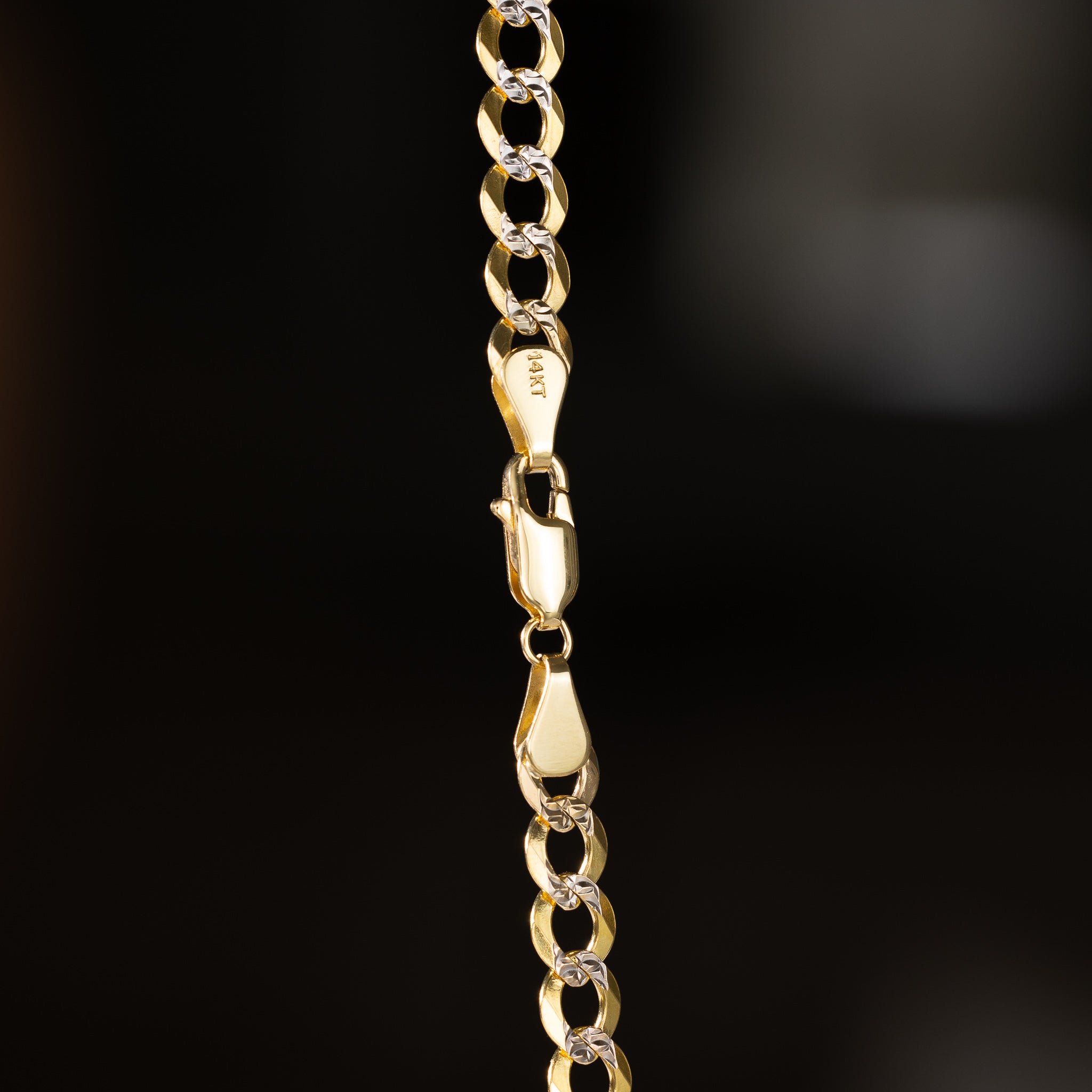 14k Gold 5.7mm Two-Tone Concave Curb Chain - Model CH-0125