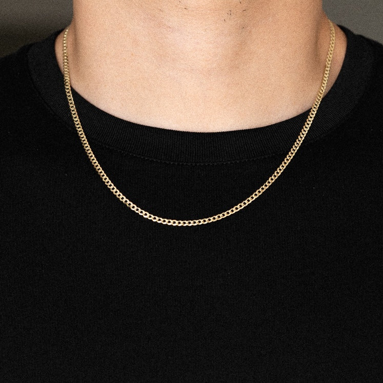 14k Gold 3.2mm Concave Curb Chain - Model CH-0110