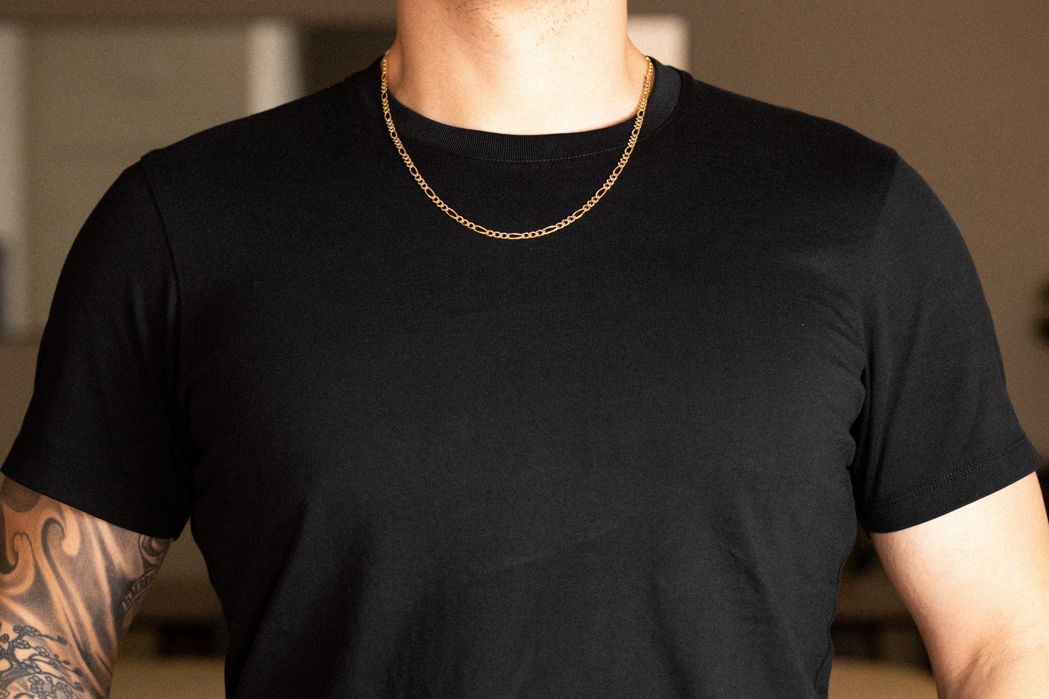 14k Gold 4mm Two-Tone Figaro Chain - Model CH-0303