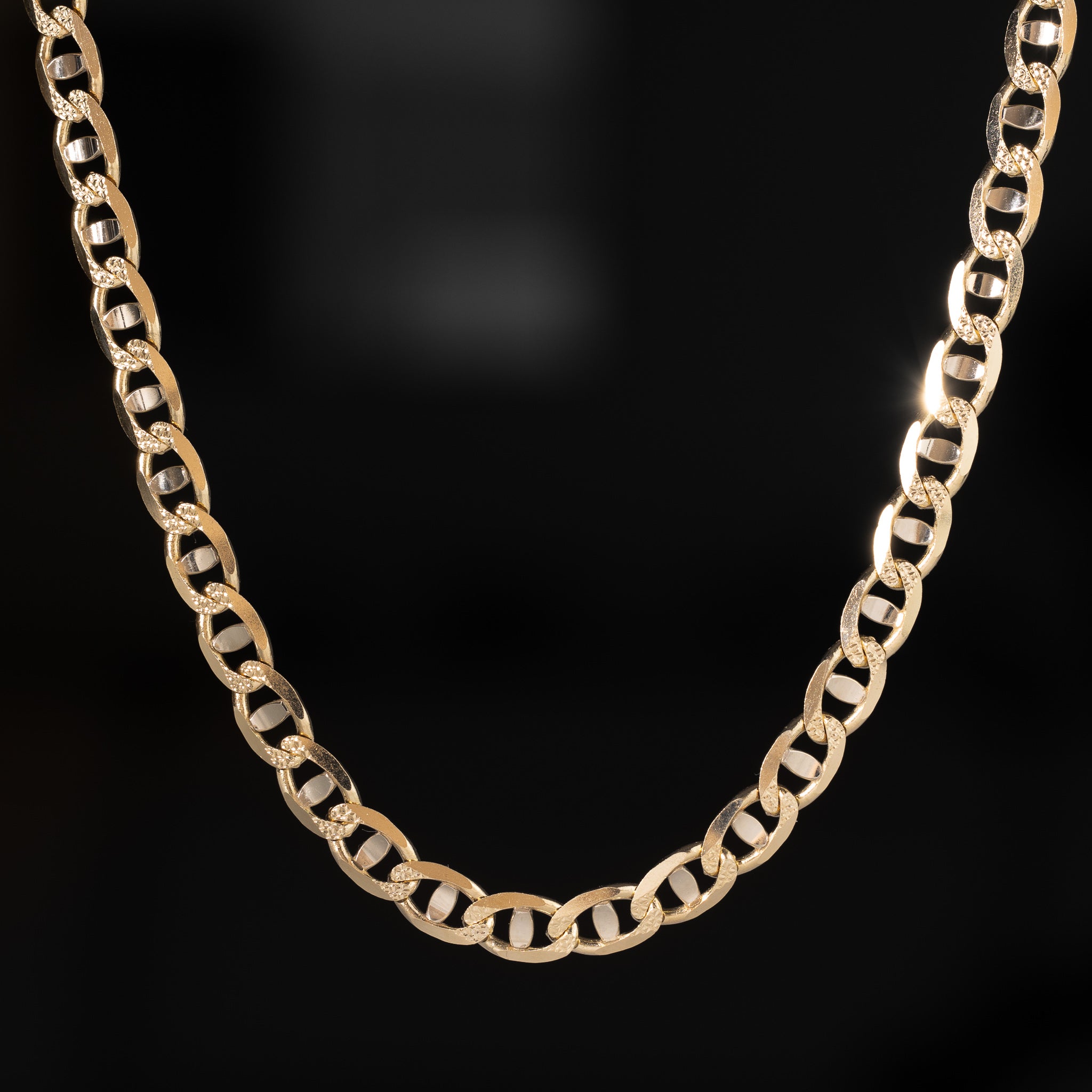 14k Gold 6.3mm Two Tone Light Mariner Chain - Model CH-0638