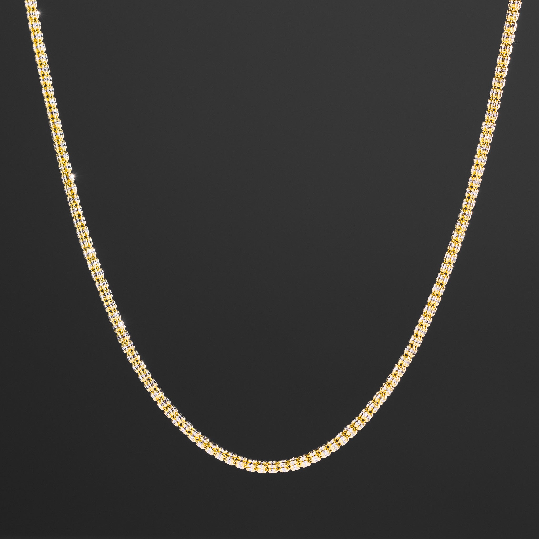 14k Gold Two-Tone Diamond-Cut Ice Chain - Model CH-0618