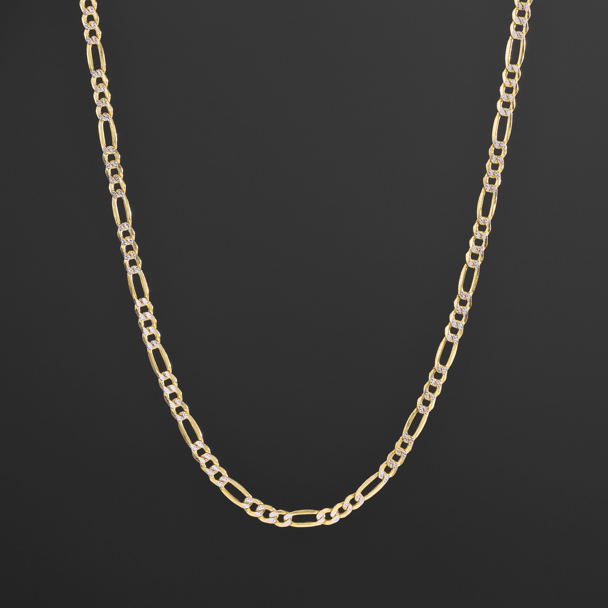 14k Gold 3.9mm Two-Tone Hollow Figaro Chain - Model CH-0160