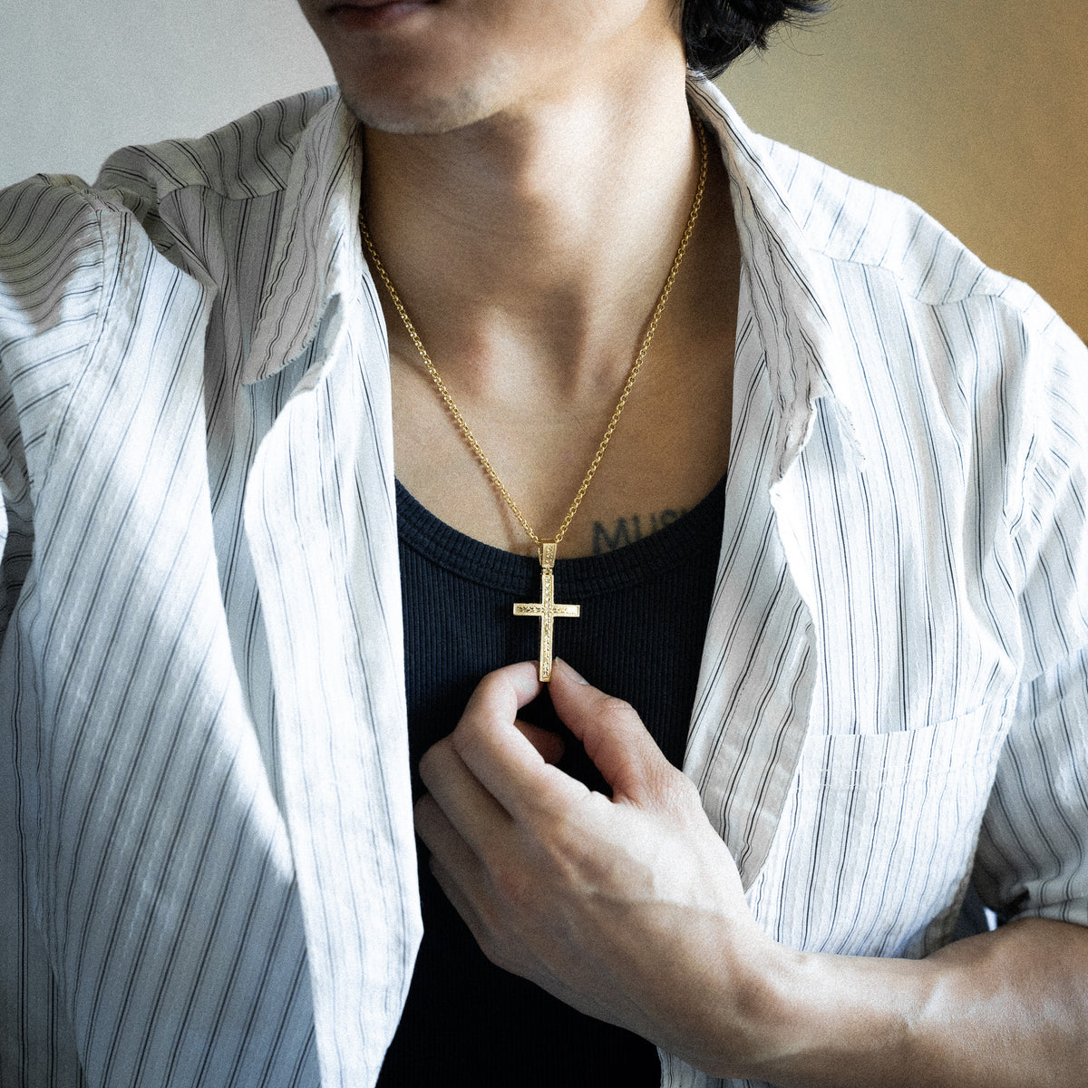 14K Gold Large Cross Pendant - Model 2205