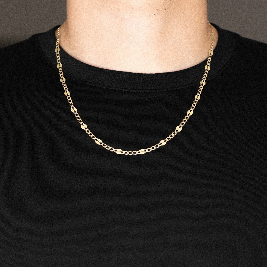 14k Gold 4.8mm Two-Tone Stamped Figaro Chain - Model CH-0131