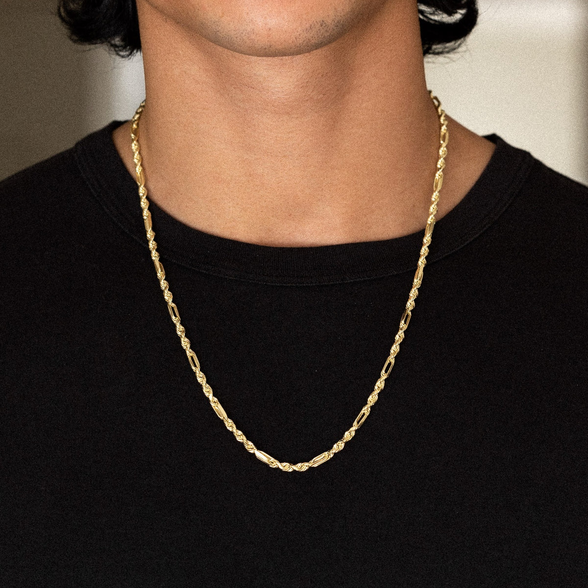 14k Gold 3.5mm Hollow Figaro Rope Chain - Model CH-0604
