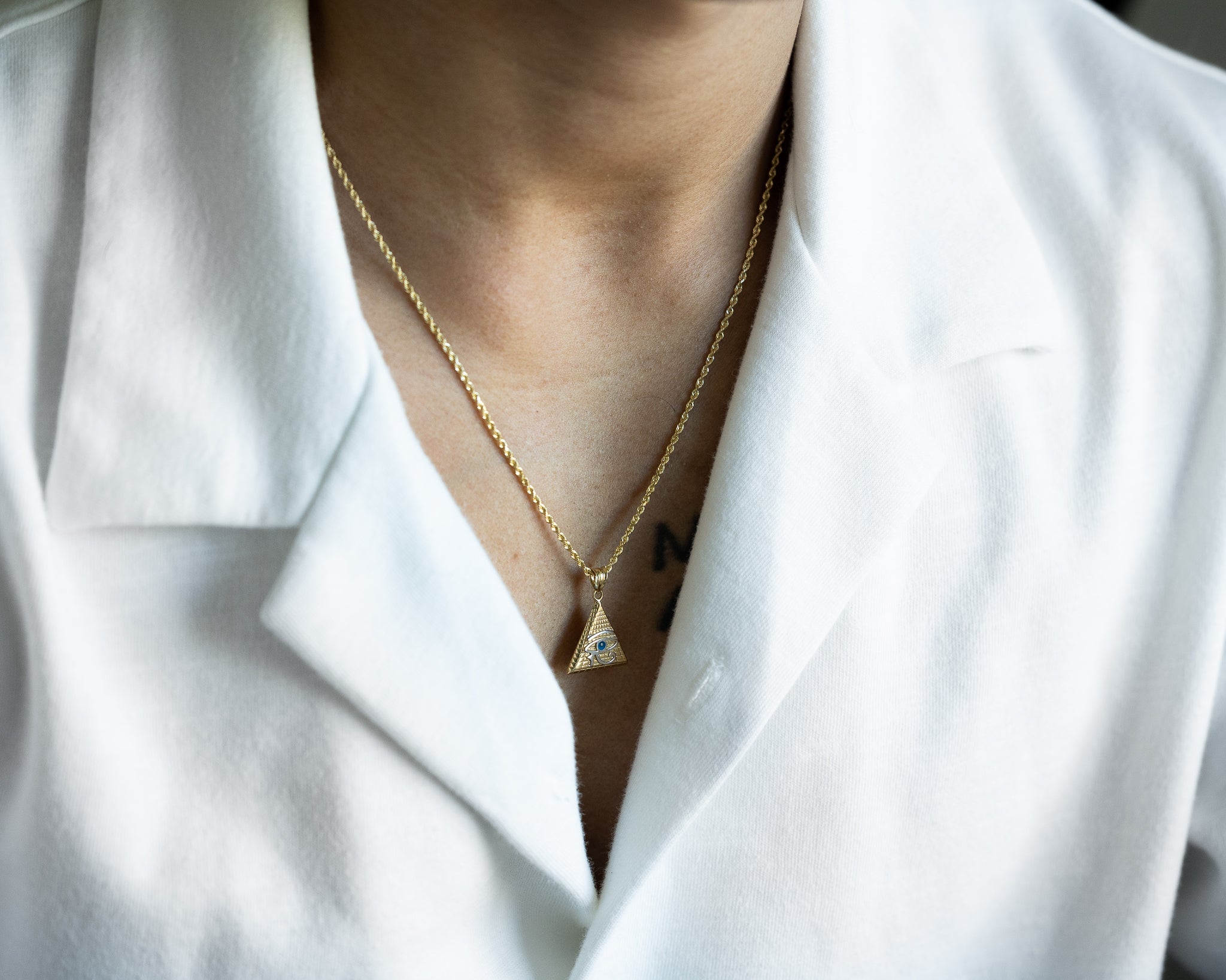 14K Gold Eye of Horus Egyptian Pyramid Pendant – Model PT2800 - Charlie & Co. Jewelry