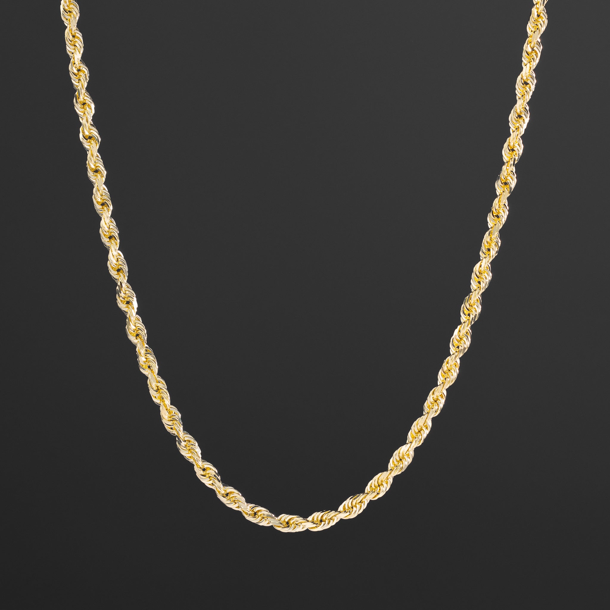 14k Gold 4.4mm Solid Lightweight Diamond-Cut Rope Chain - Model CH-0385