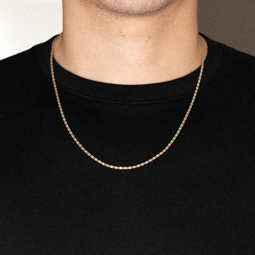 14k Gold 2.0mm Three-Tone Rail Diamond-Cut Valentino Chain - Model CH-0114