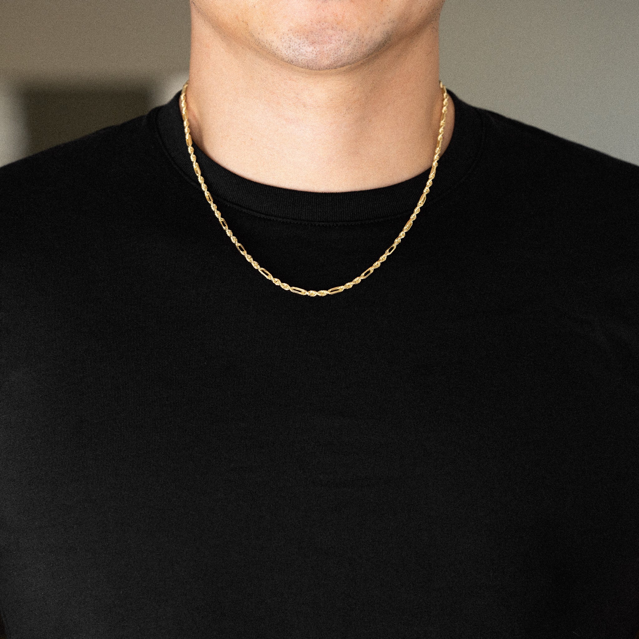 14k Gold 3mm Hollow Figaro Rope Chain - Model CH-0605