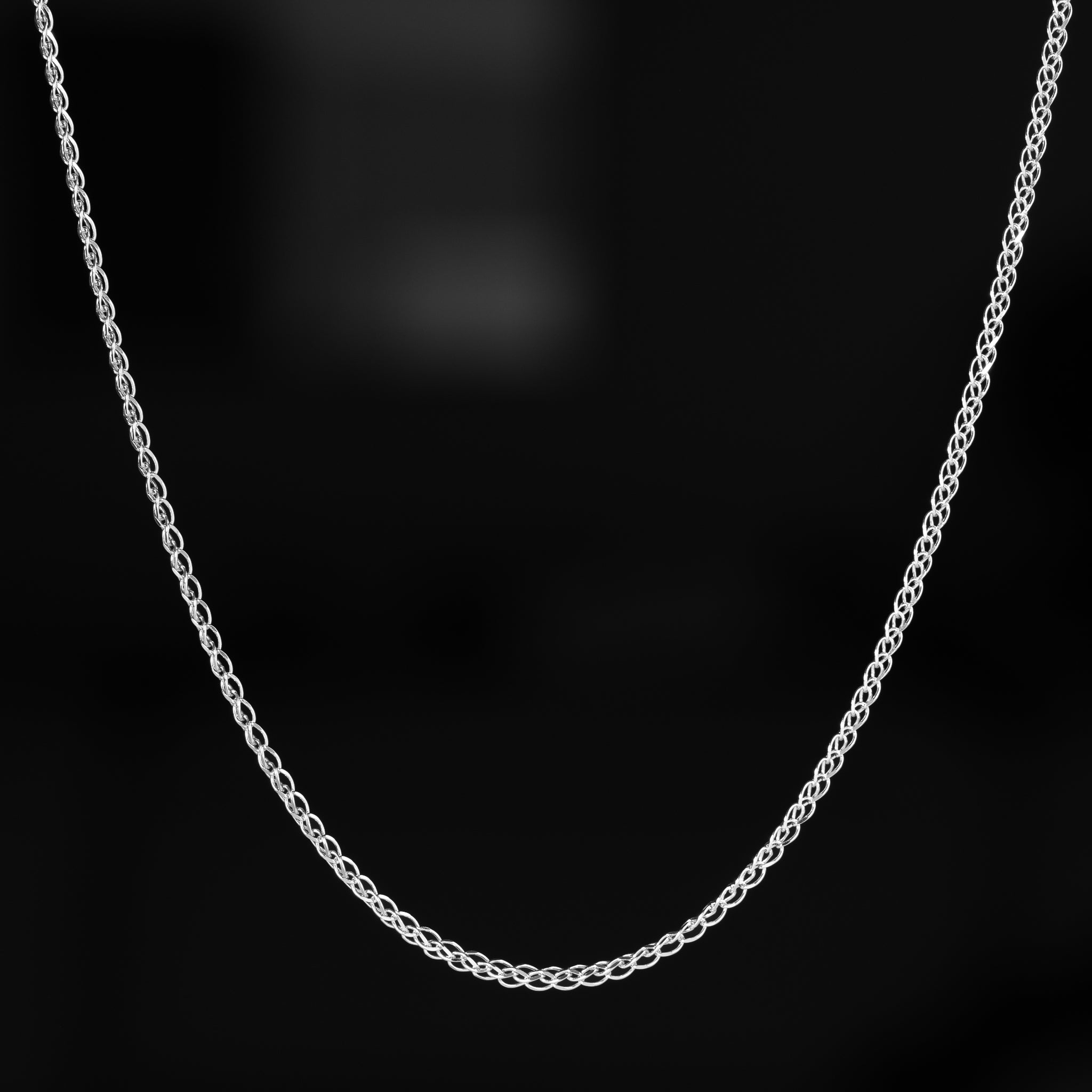 14K White Gold 2mm Flat Open Wheat Chain - Model 0466