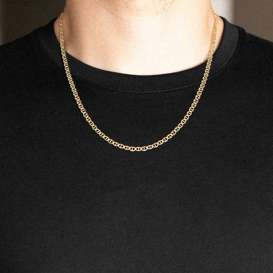 14k Gold 4.4mm Lightweight Flat Mariner Chain - Model CH-0331