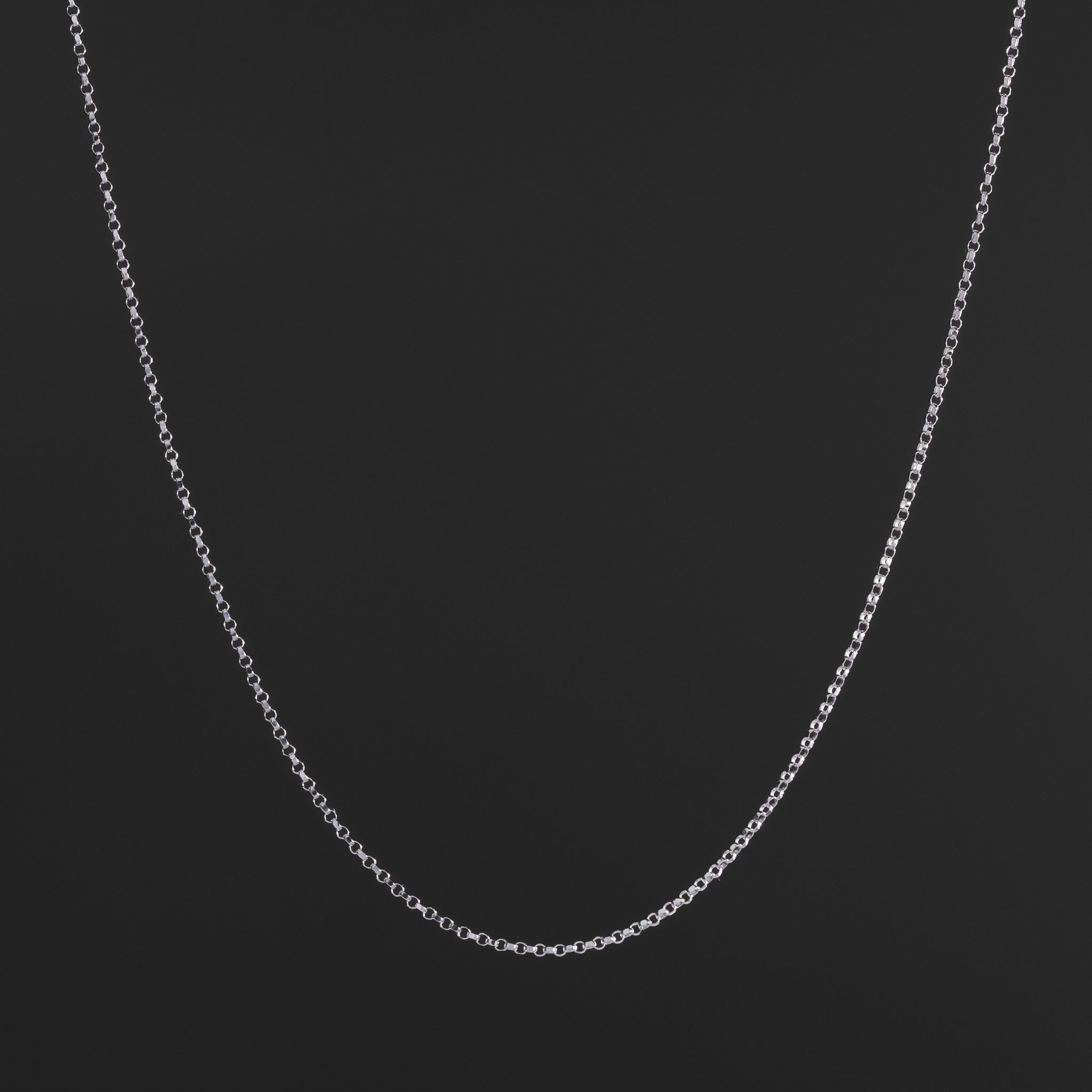 14K White Gold 1.6mm Round Rolo Chain - Model CH-0229