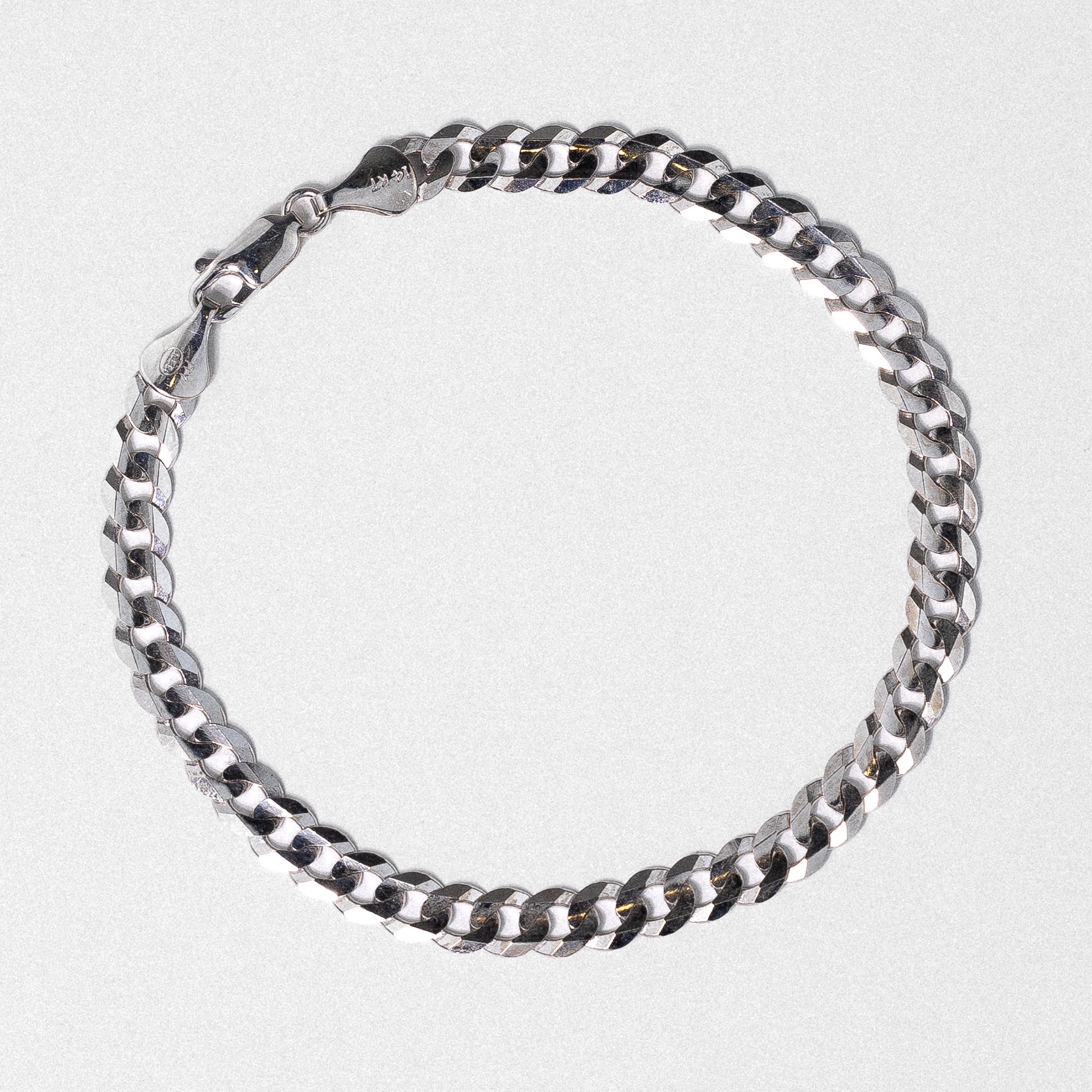 14k 5.9mm White Gold Concave Cuban 8 Inch Bracelet - Model CH-0347