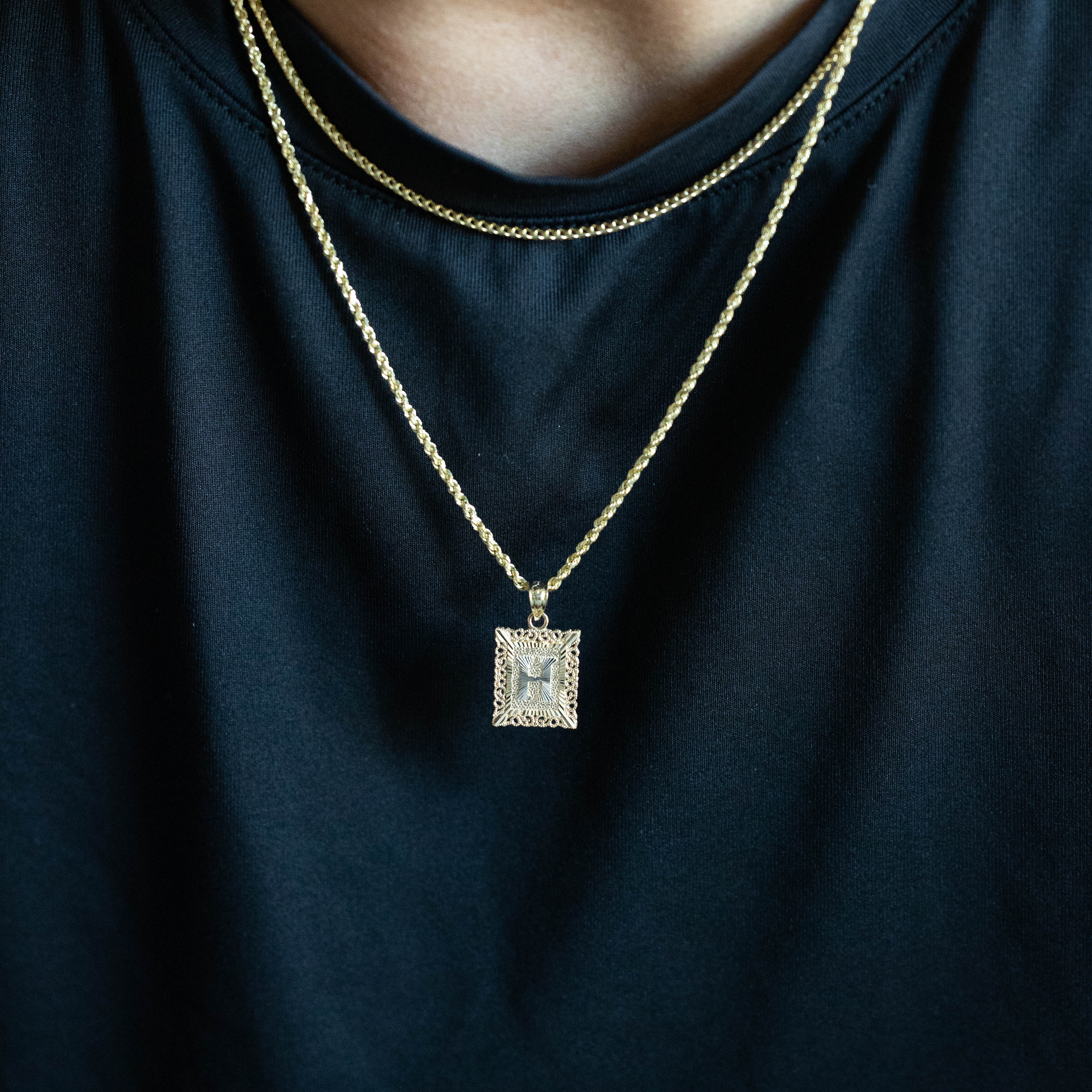 14K Gold Letter H Filigree Pendants | A-Z 14K Gold Pendants - Charlie & Co. Jewelry