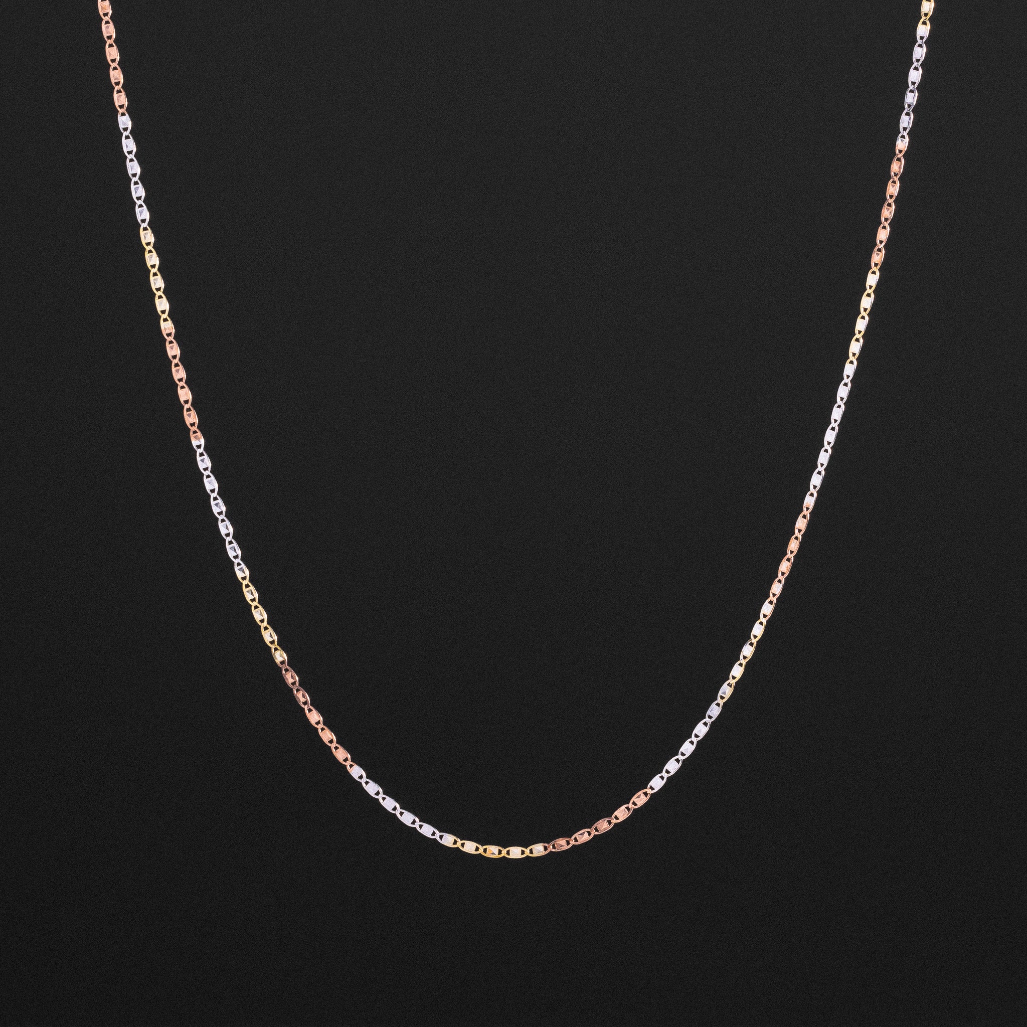 14K Gold 1.6mm Tri Colors Solid Valentino Chain - Model 0488