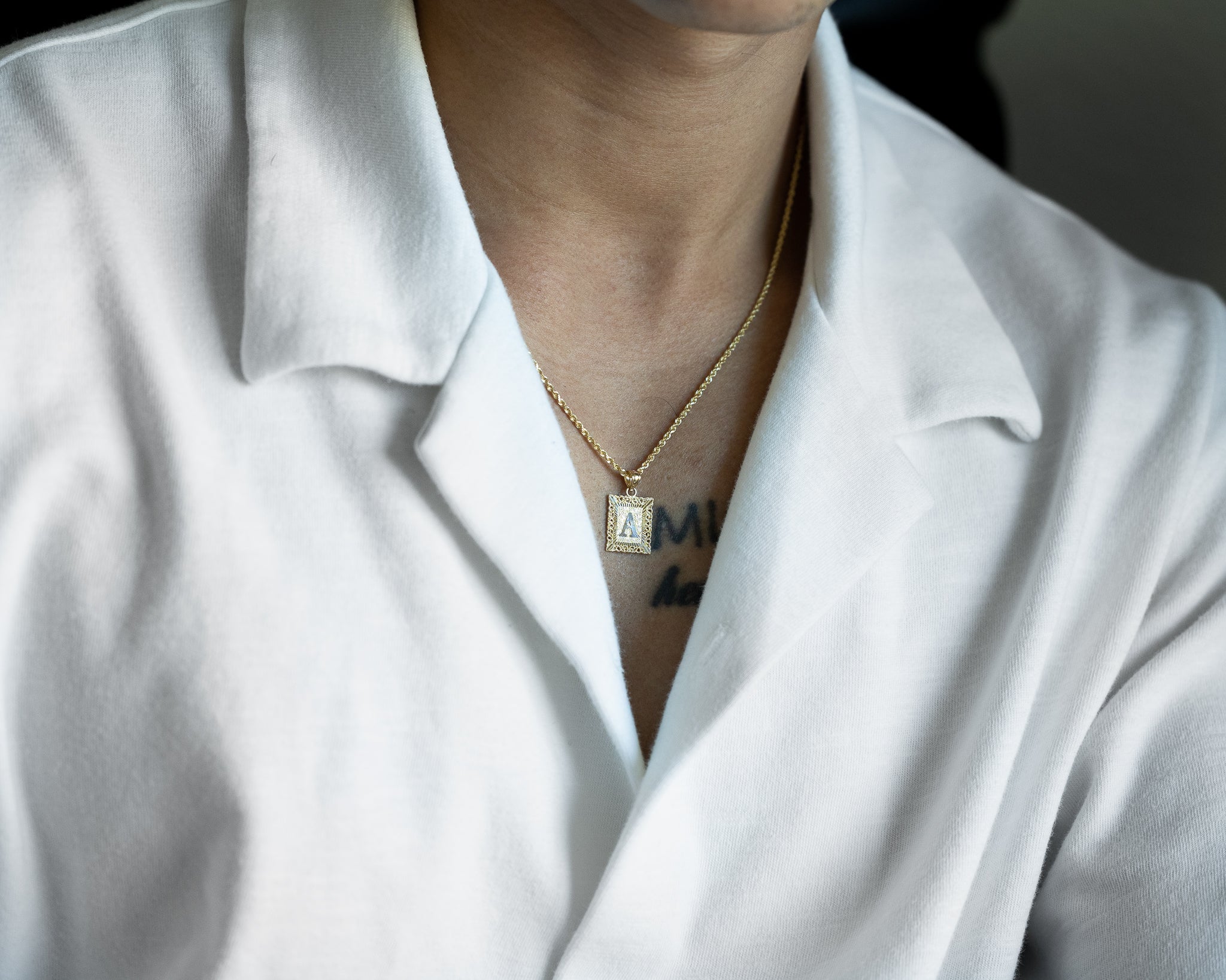 14K Gold Letter A Filigree Pendants | A-Z 14K Gold Pendants