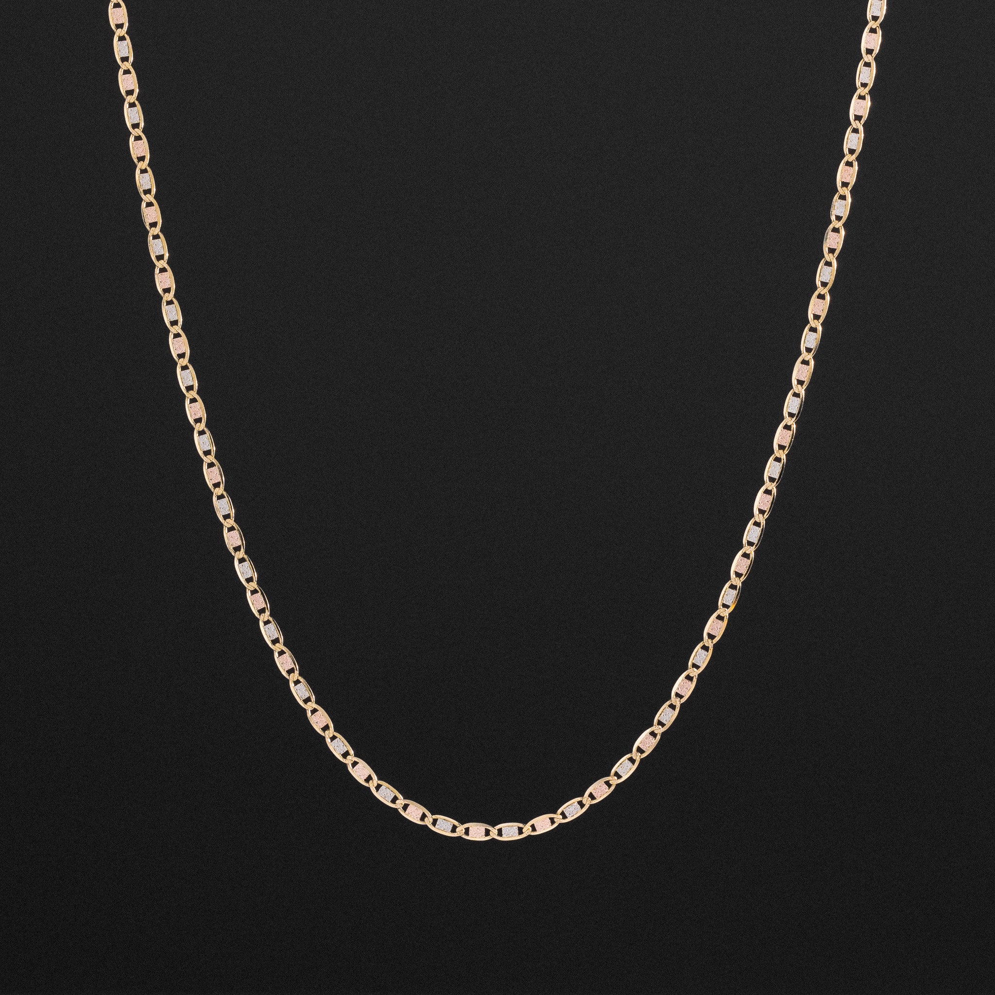 14K Gold 2.6mm Tri Colors Solid Valentino Chain - Model 0374
