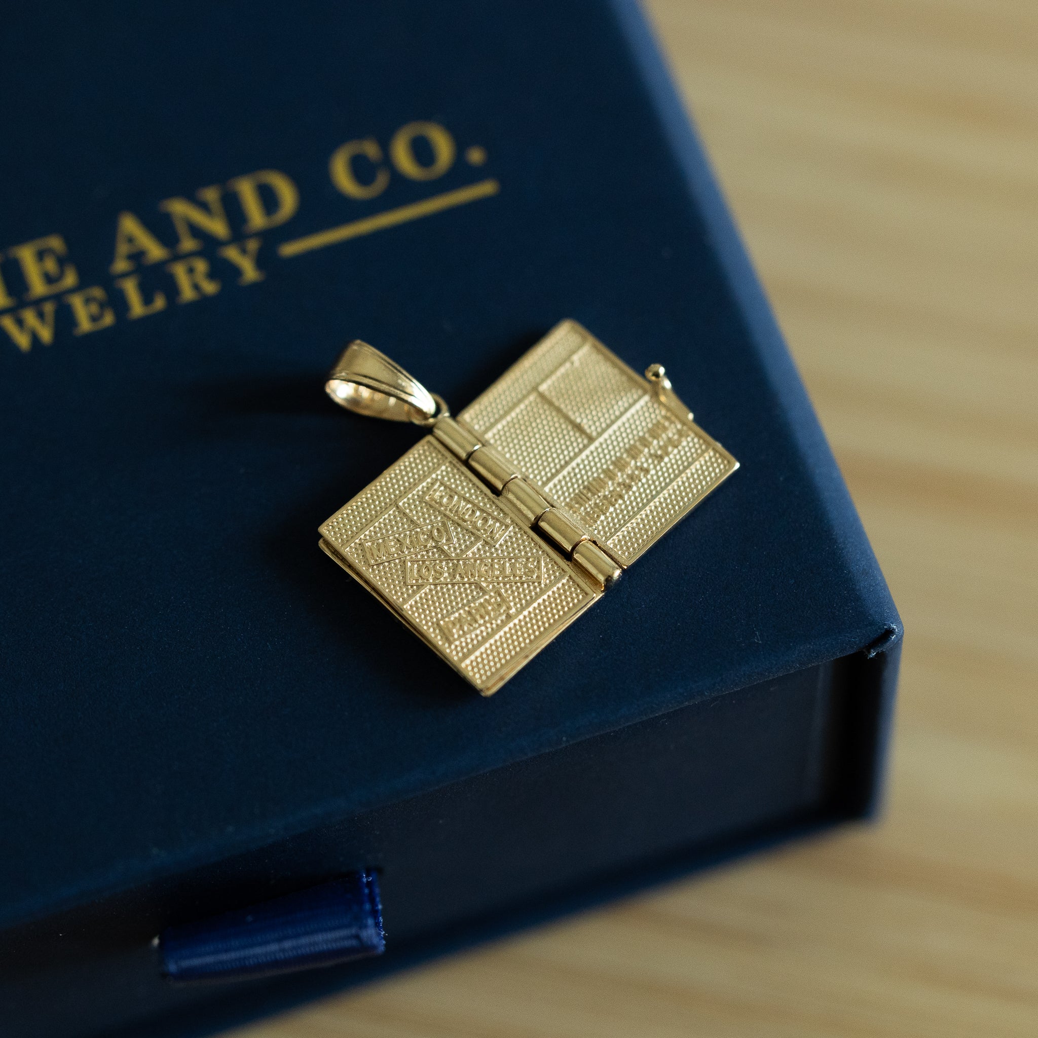 14K Gold Enamel 3D Passport Opens Pendant - Charlie & Co. Jewelry
