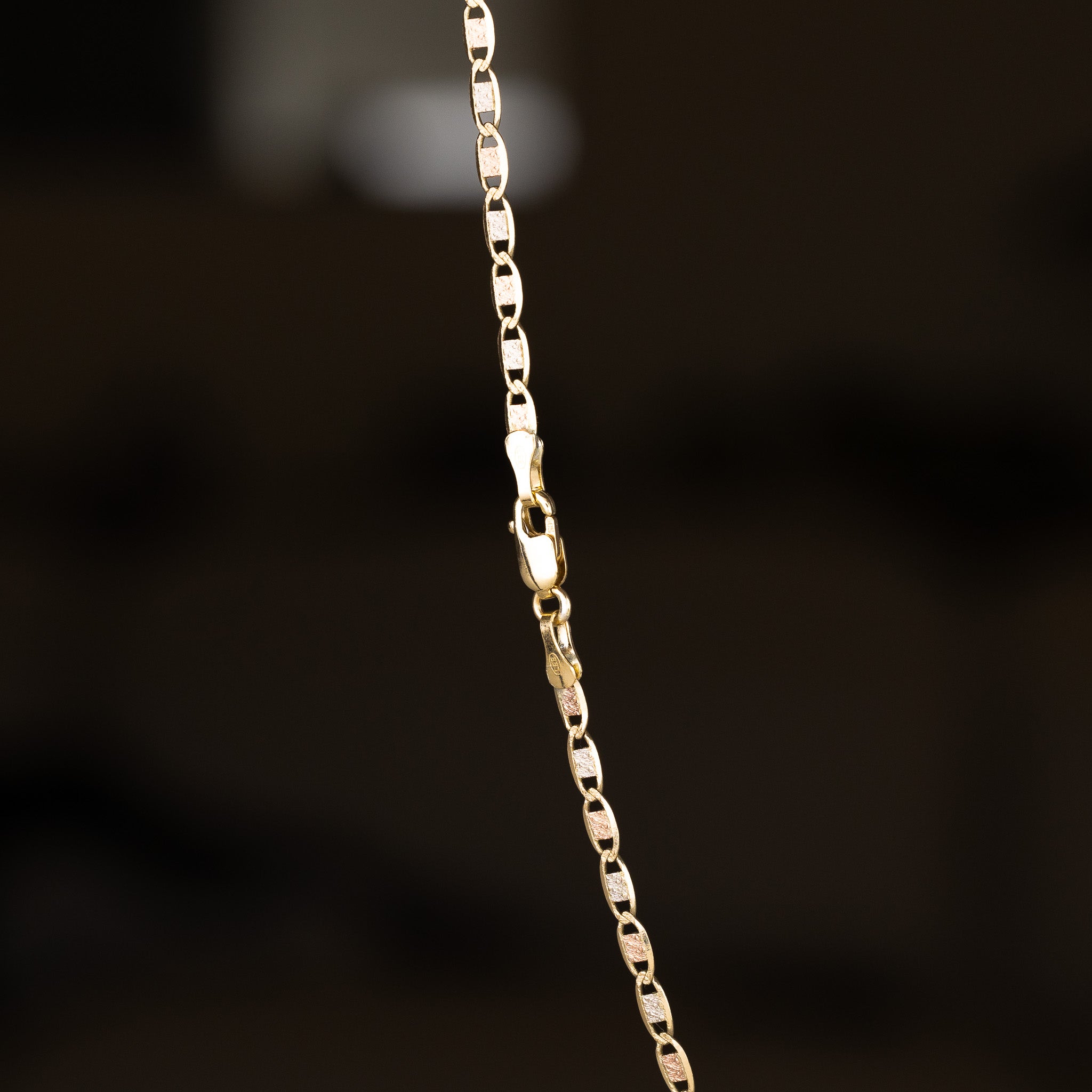 14K Gold 2.6mm Tri Colors Solid Valentino Chain - Model 0374