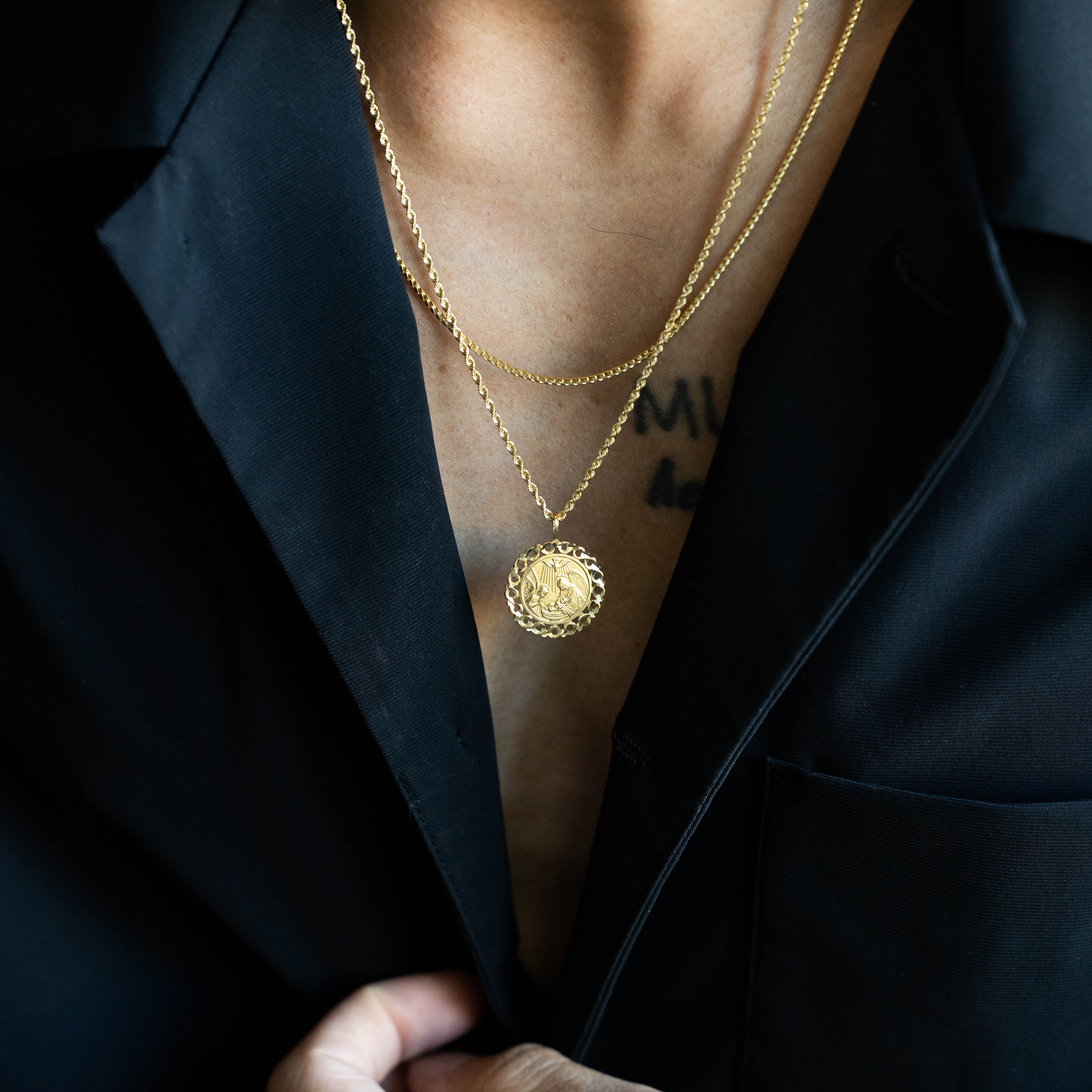 14K Gold Religious Baptism Pendant - Model 1445