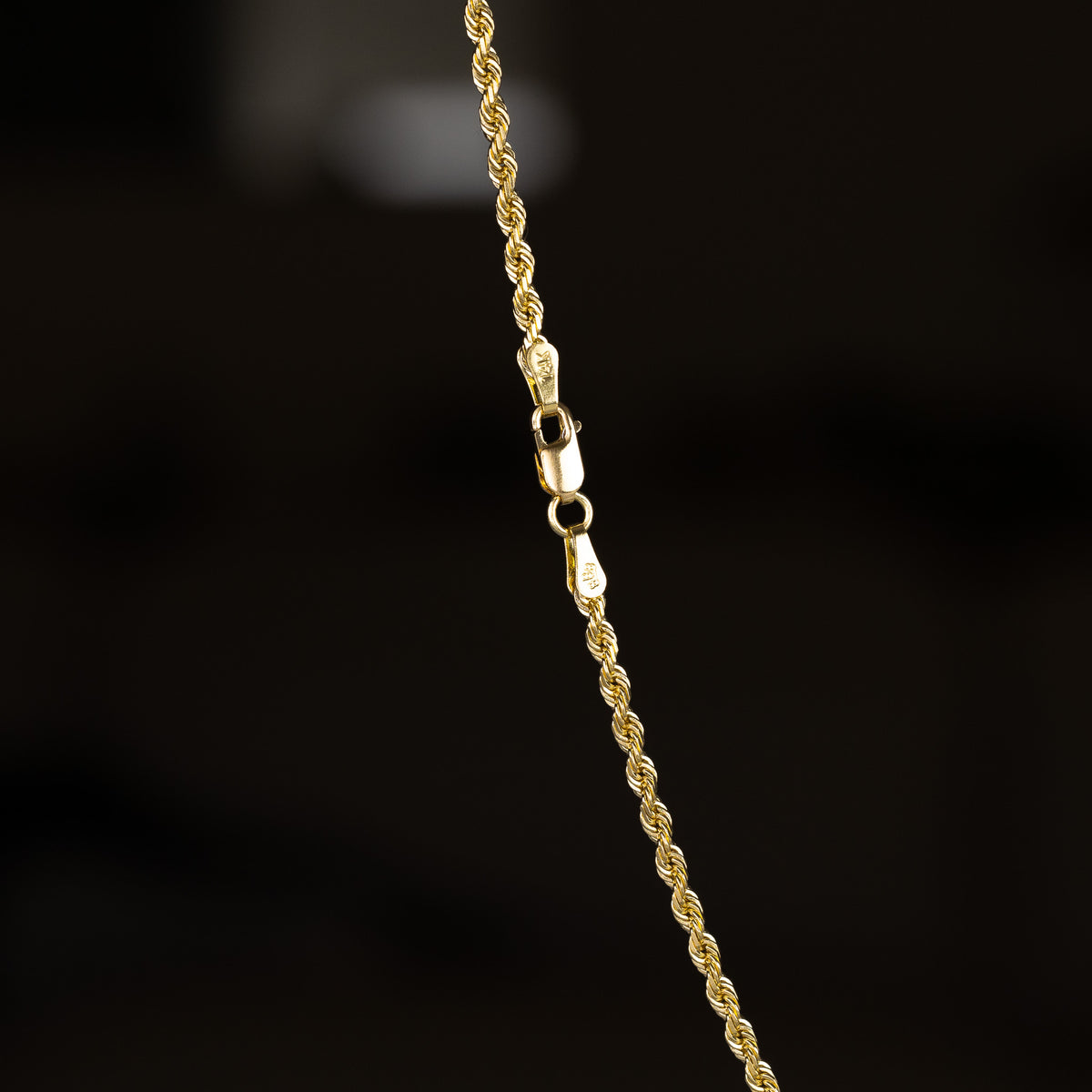 14K Gold 2.5mm Solid Diamond-Cut Classic Rope Chain Model CH-0388
