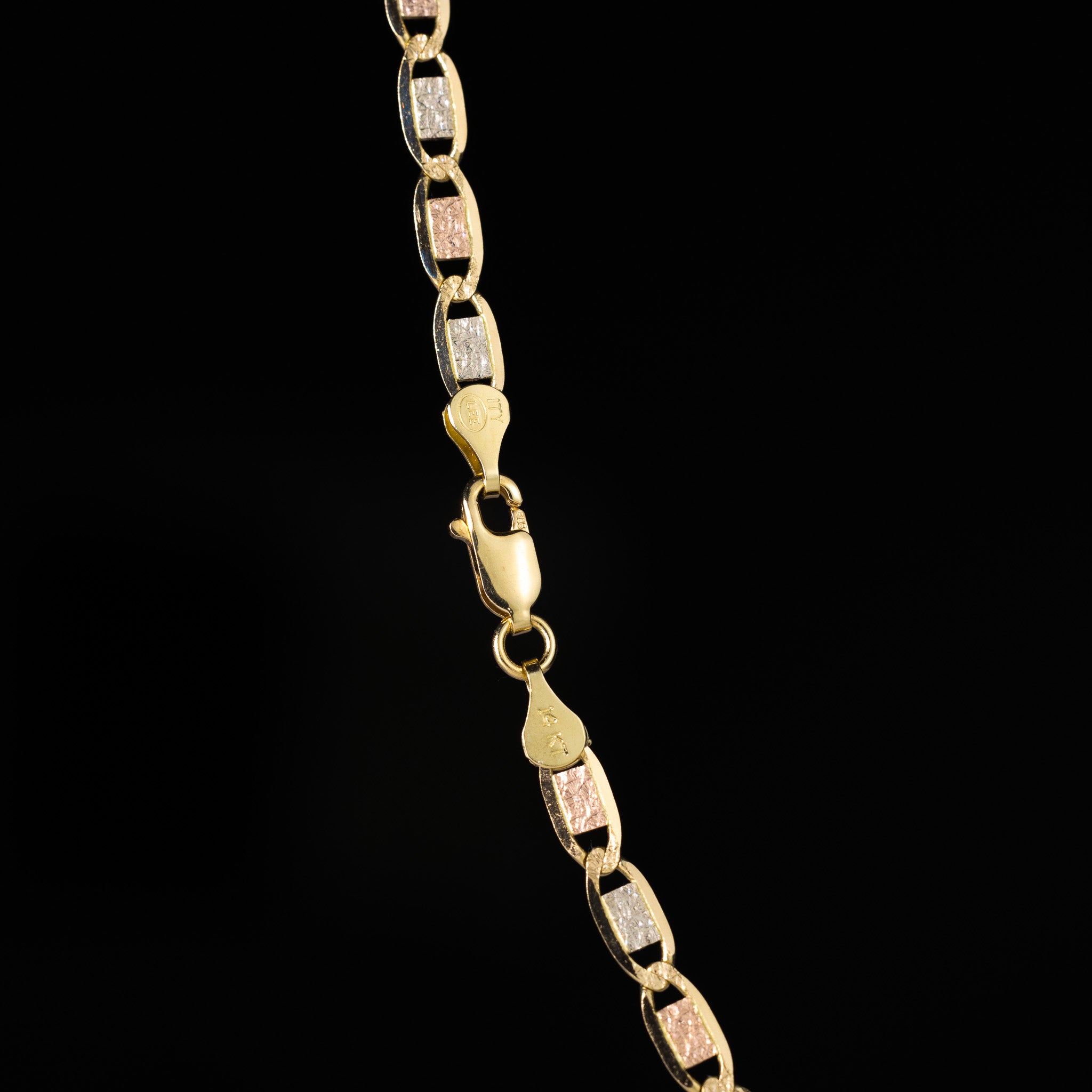 14k Gold 4.2mm Three-Tone Valentino Chain - Model CH-0372