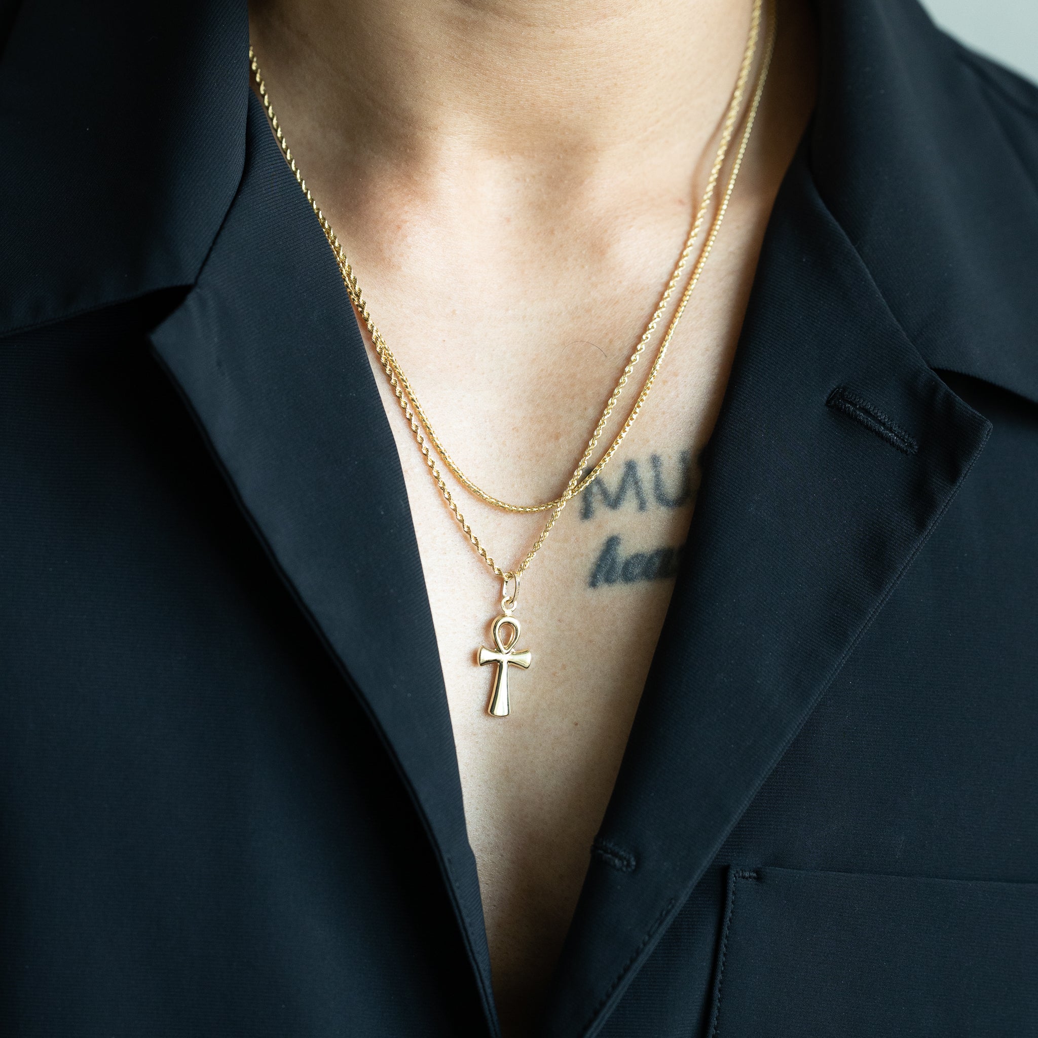 14K Gold Medium Ankh Cross Religious Pendant - Model 137