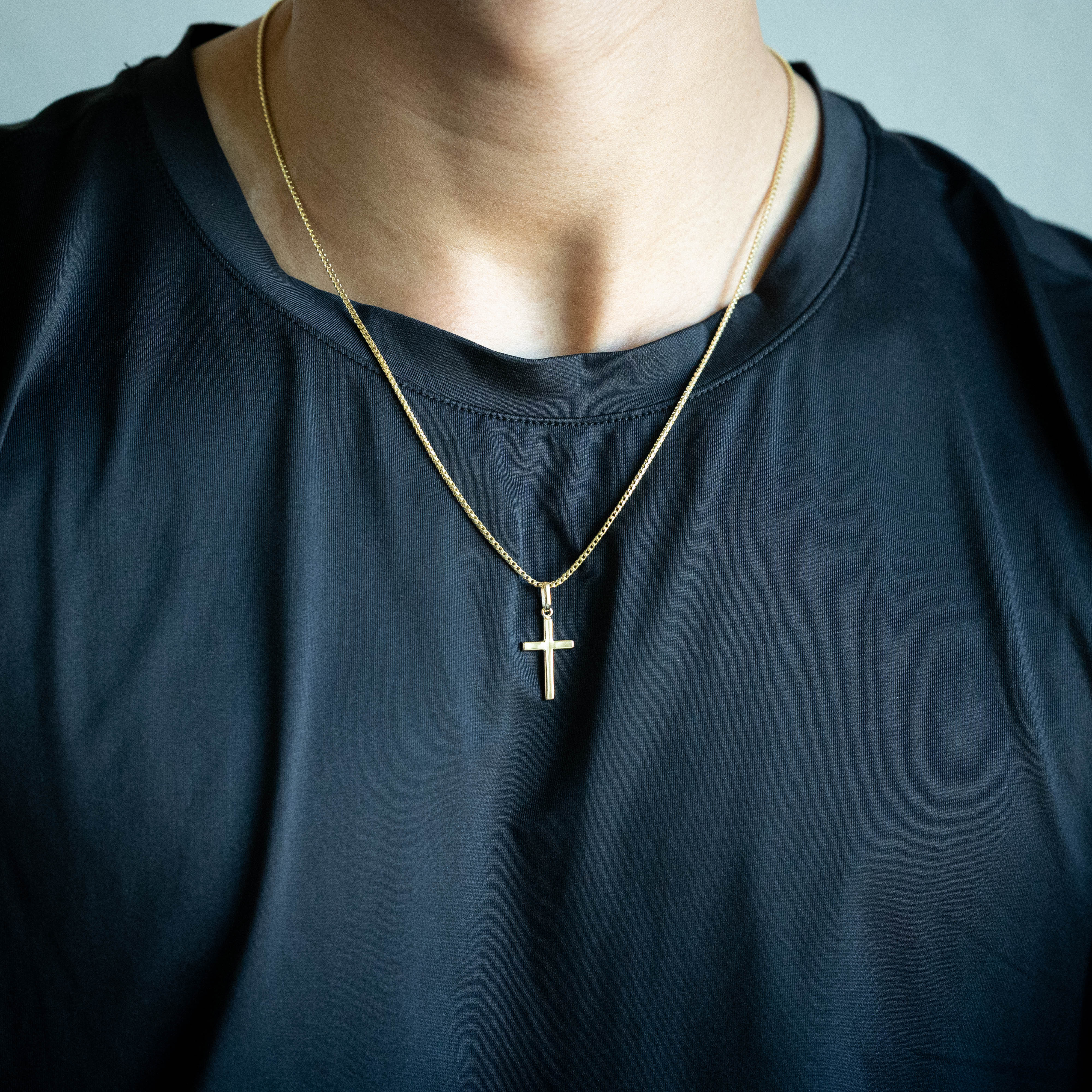 14K Gold Classic Plain Cross Pendant - Model K1171