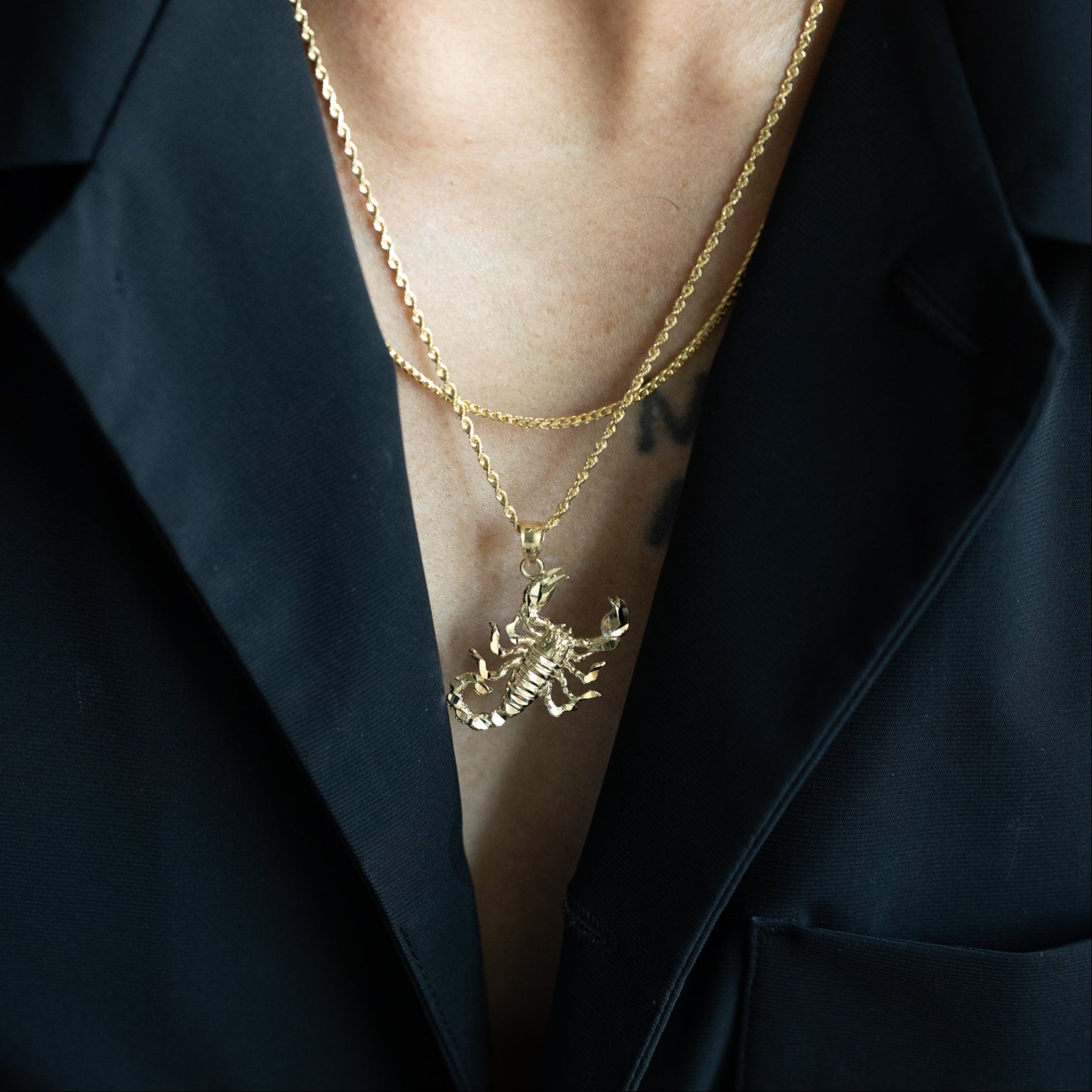 14K Gold Large Scorpion Pendant - Model 1585