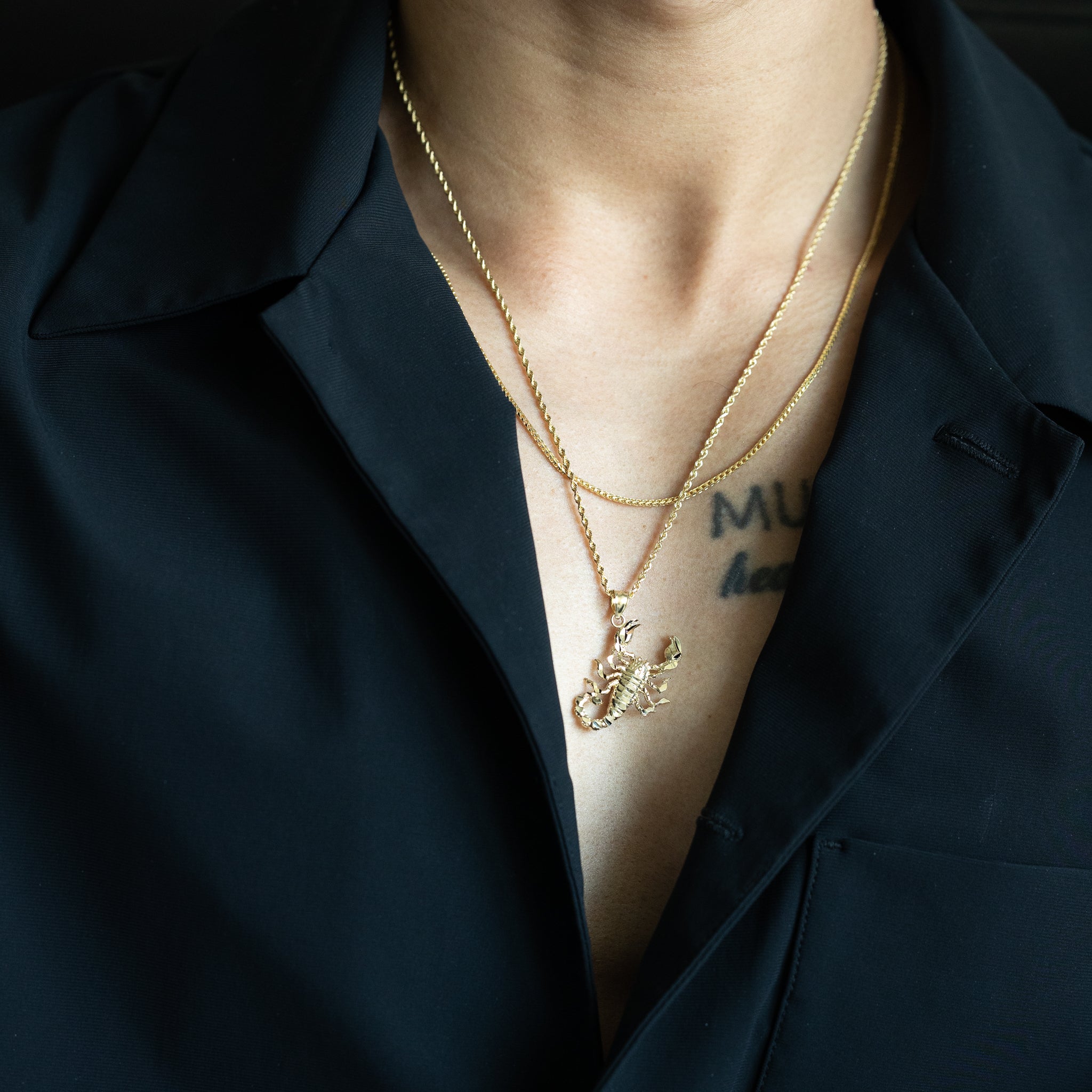 14K Gold Large Scorpion Pendant - Model 1585