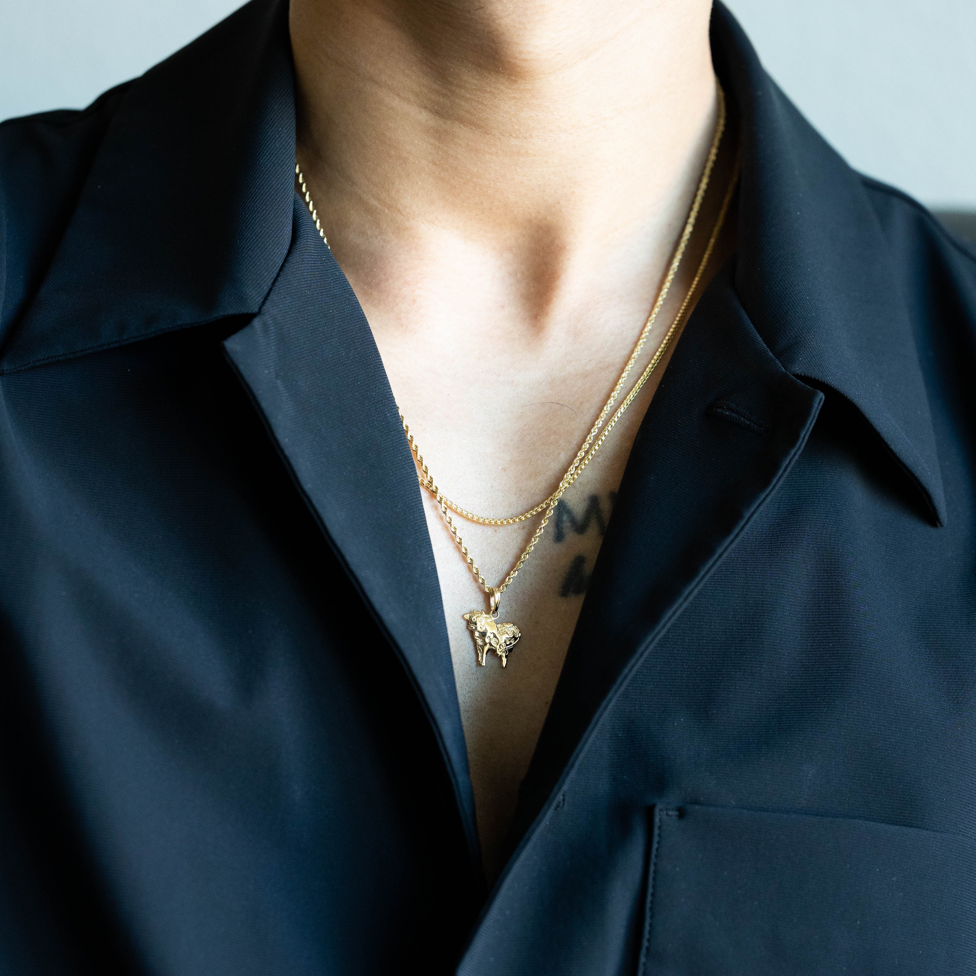 14K Gold Polished Cow Pendant