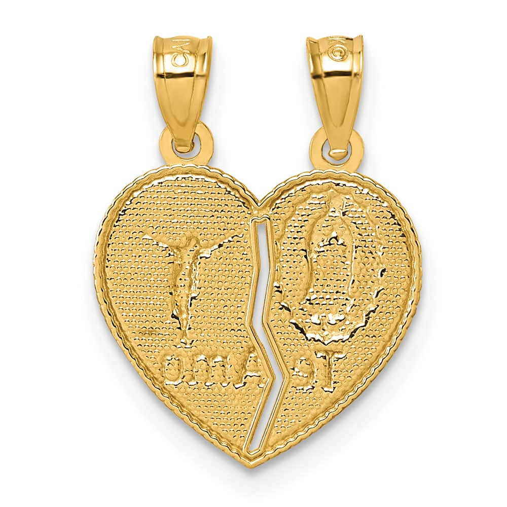 Charlie & Co Jewelry | 14k Polished Spanish Te Amo Our Lady Of Guadalupe And Crucifix Break-apart Heart Pendant - Model K10003