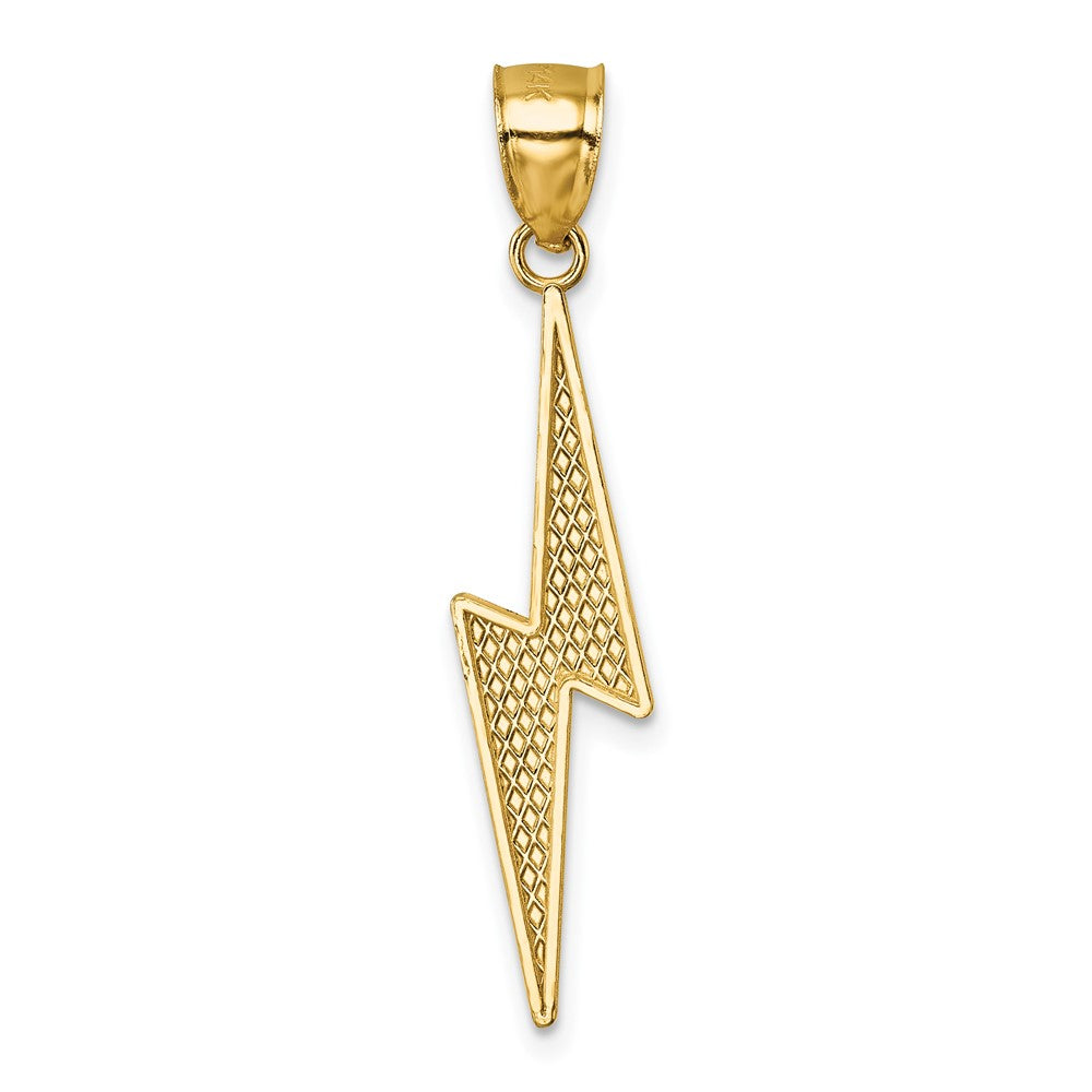 Charlie & Co Jewelry | 14k Polished Diamond-cut Textured Lighting Bolt Pendant - Model K10035
