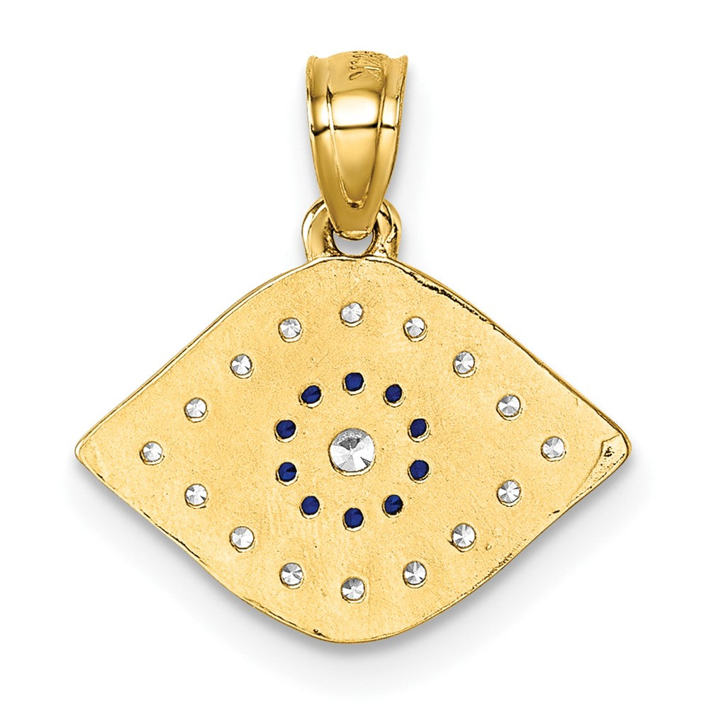 Charlie & Co Jewelry | 14k Polished Lab Created Blue Spinel And Cz Evil Eye Charm Pendant - Model K10043