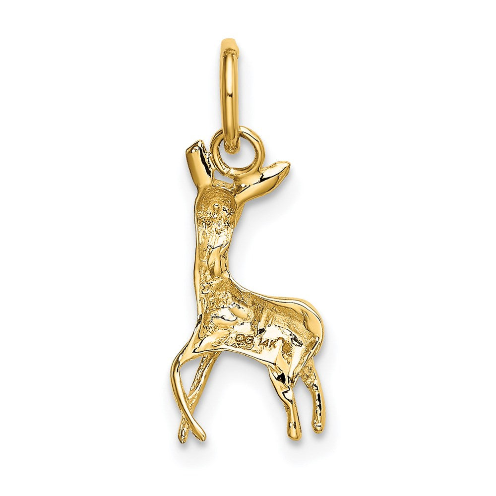 14k Gold Polished Open-Backed Deer Charm Necklace - Charlie & Co. Jewelry