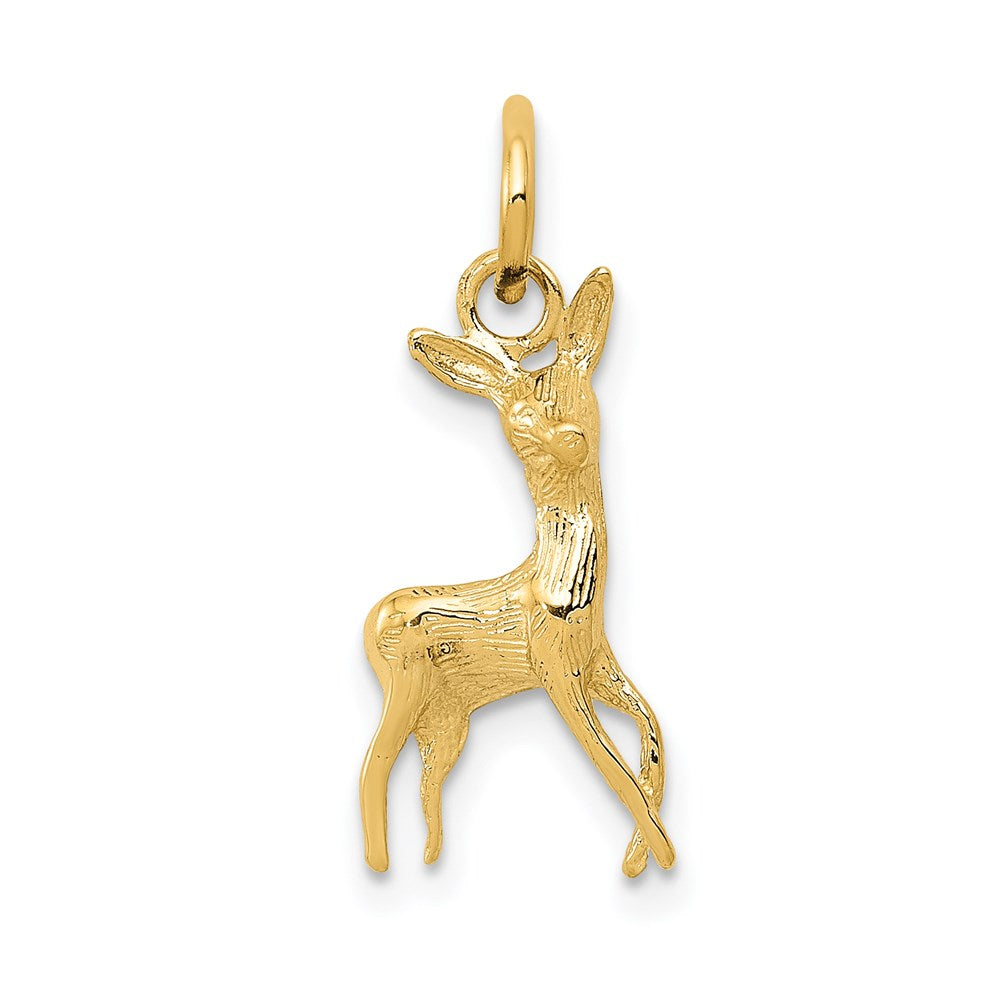 14k Gold Polished Open-Backed Deer Charm Necklace - Charlie & Co. Jewelry