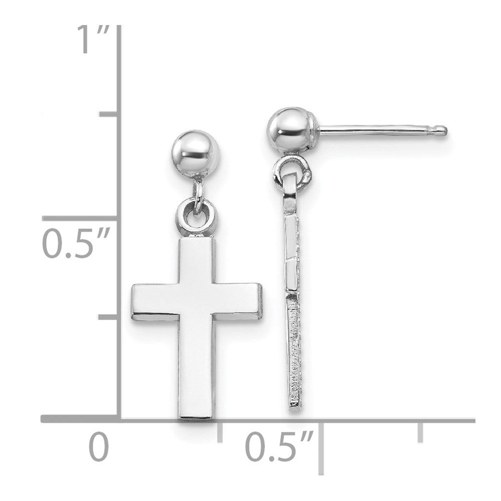 White Gold Polished Dangle Cross Earrings Model-K1418 - Charlie & Co. Jewelry
