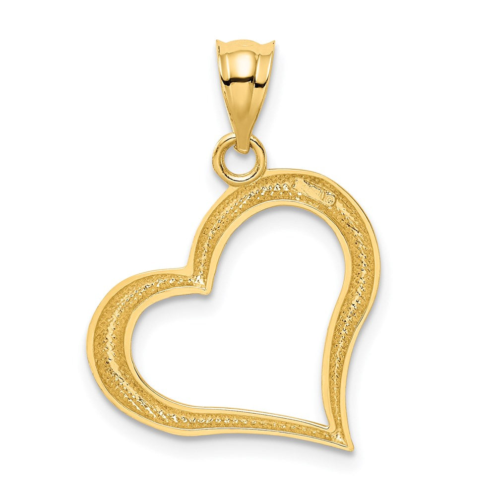 Gold Large Dangling Heart Necklace Charm Model-K1611 - Charlie & Co. Jewelry