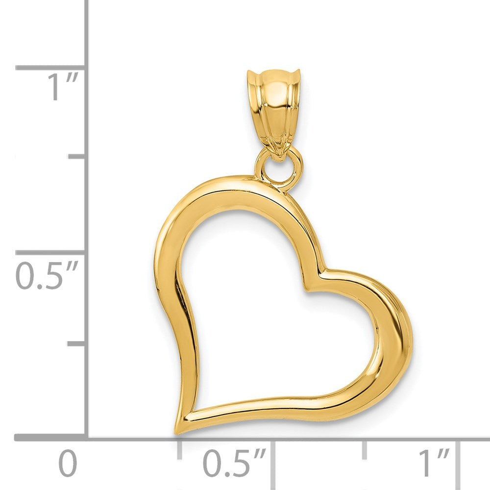 Gold Large Dangling Heart Necklace Charm Model-K1611 - Charlie & Co. Jewelry