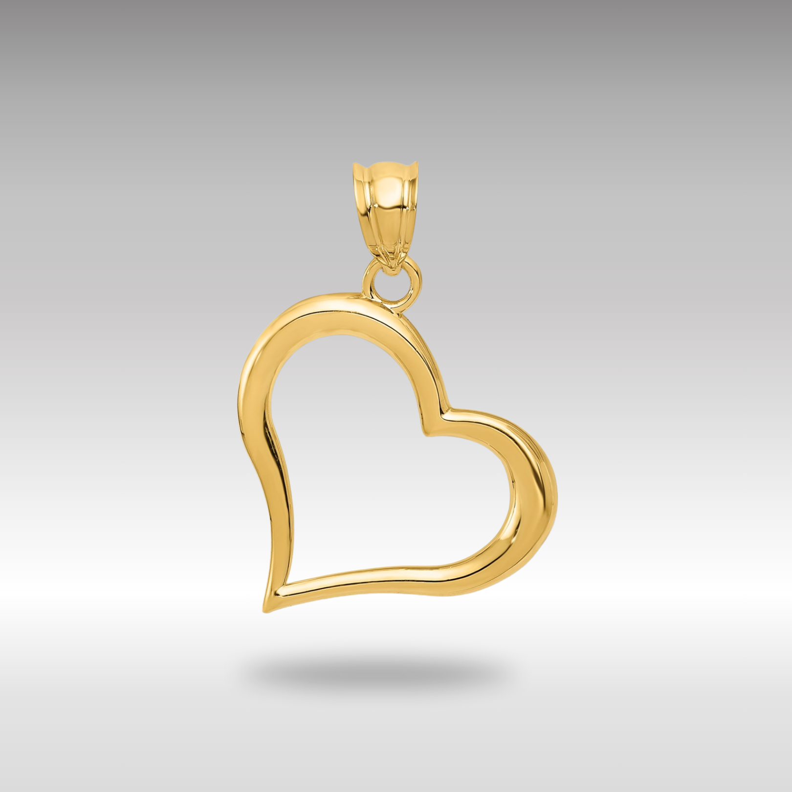 Gold Large Dangling Heart Necklace Charm Model-K1611 - Charlie & Co. Jewelry