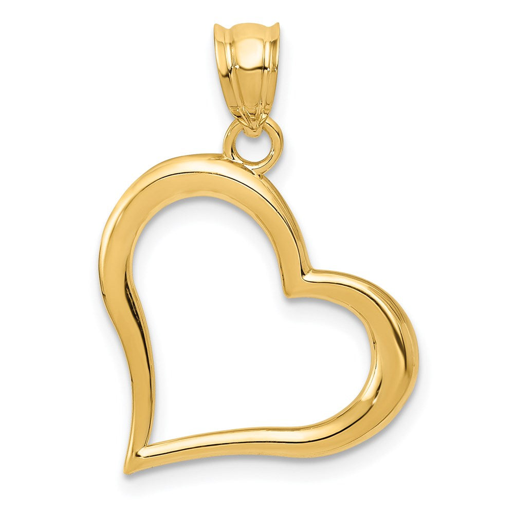 Gold Large Dangling Heart Necklace Charm Model-K1611 - Charlie & Co. Jewelry