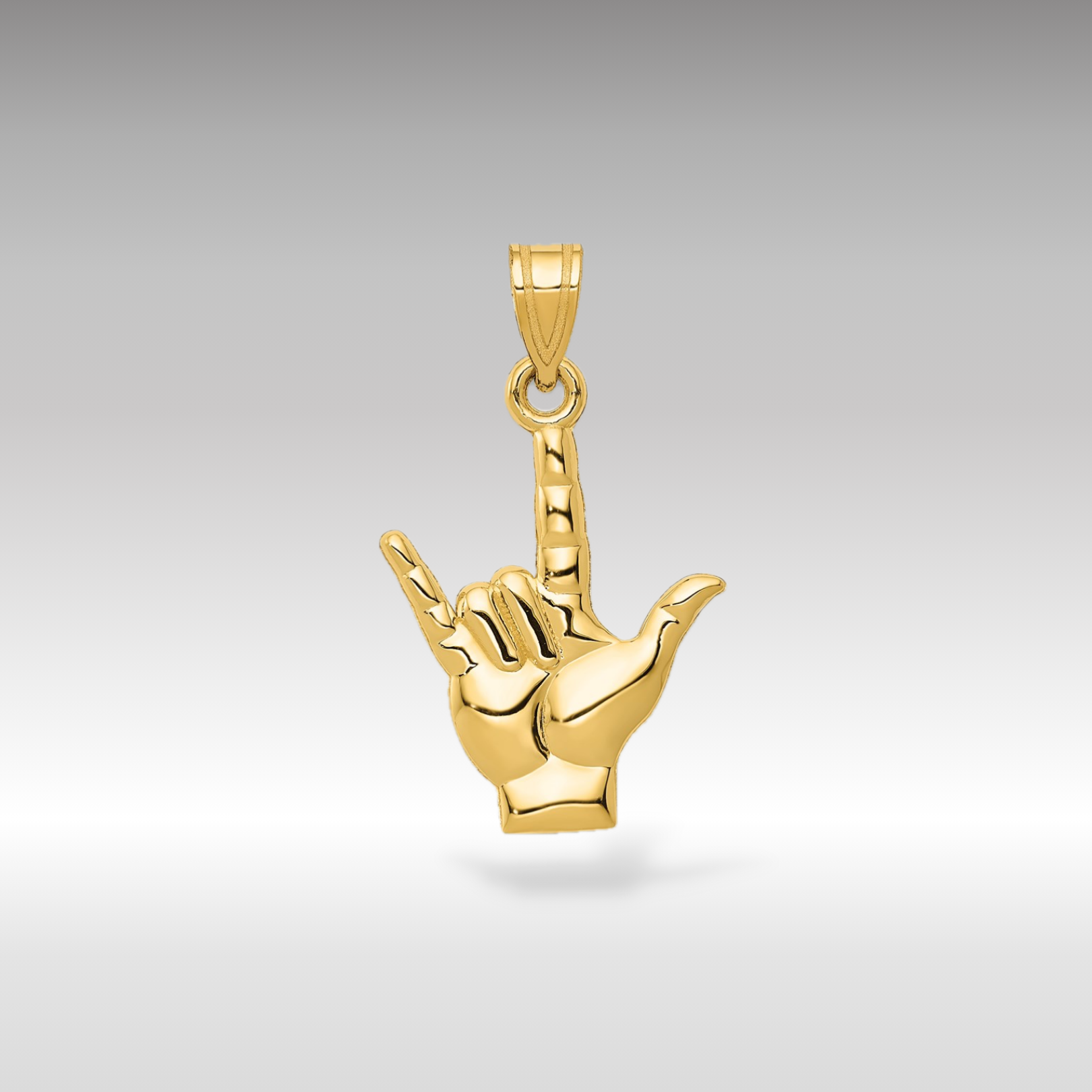 14K Gold Polished 'I Love You' Hand Gesture Pendant - Charlie & Co. Jewelry