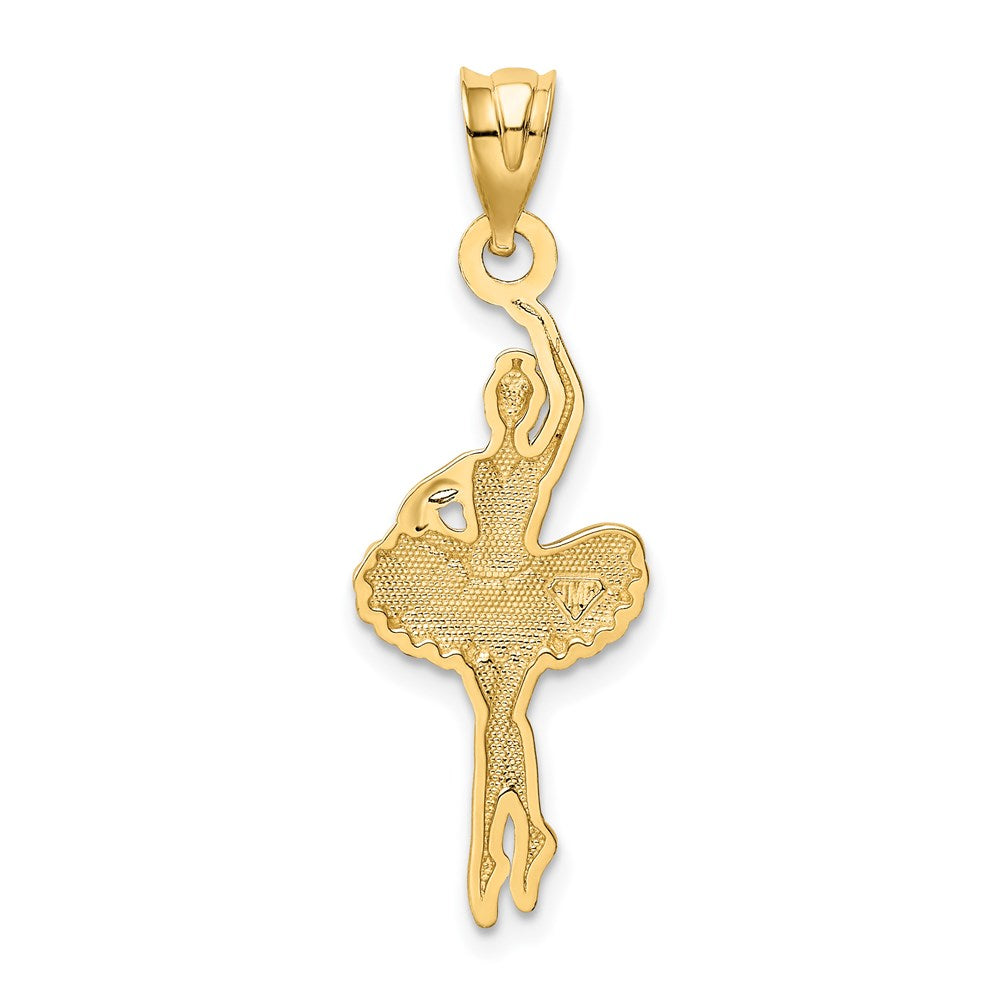 14K Gold Pink Enameled Ballerina Pendant Necklace - Charlie & Co. Jewelry