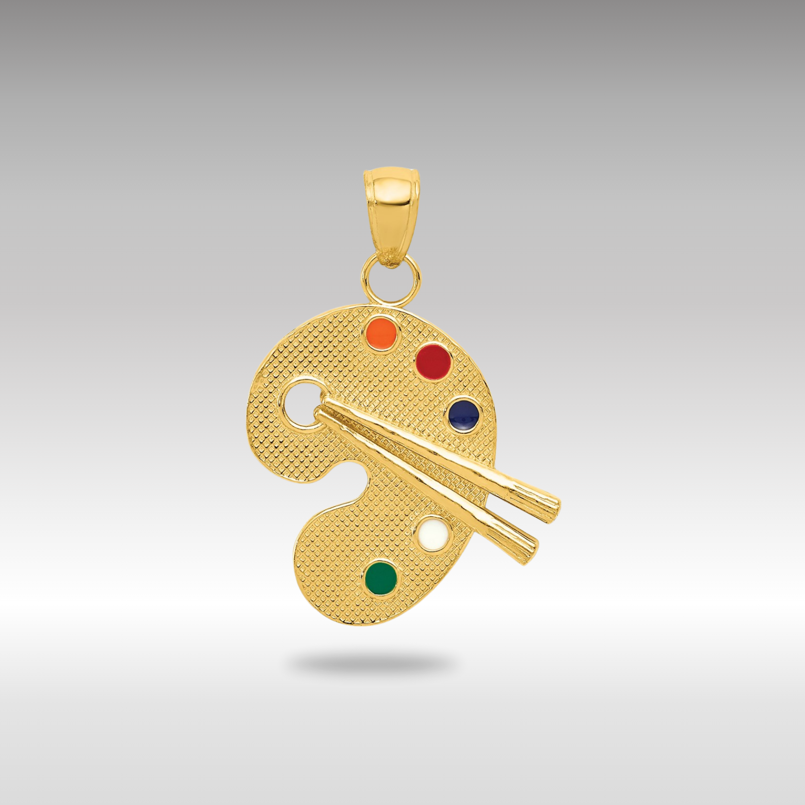 Gold Enameled Artist Palette Necklace Pendant - Charlie & Co. Jewelry