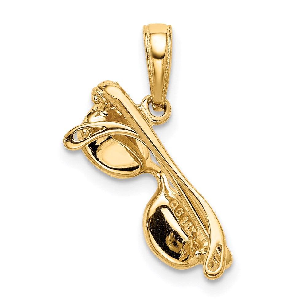 14k Gold 3D Pink Enameled Moveable Sunglasses Pendant - Charlie & Co. Jewelry