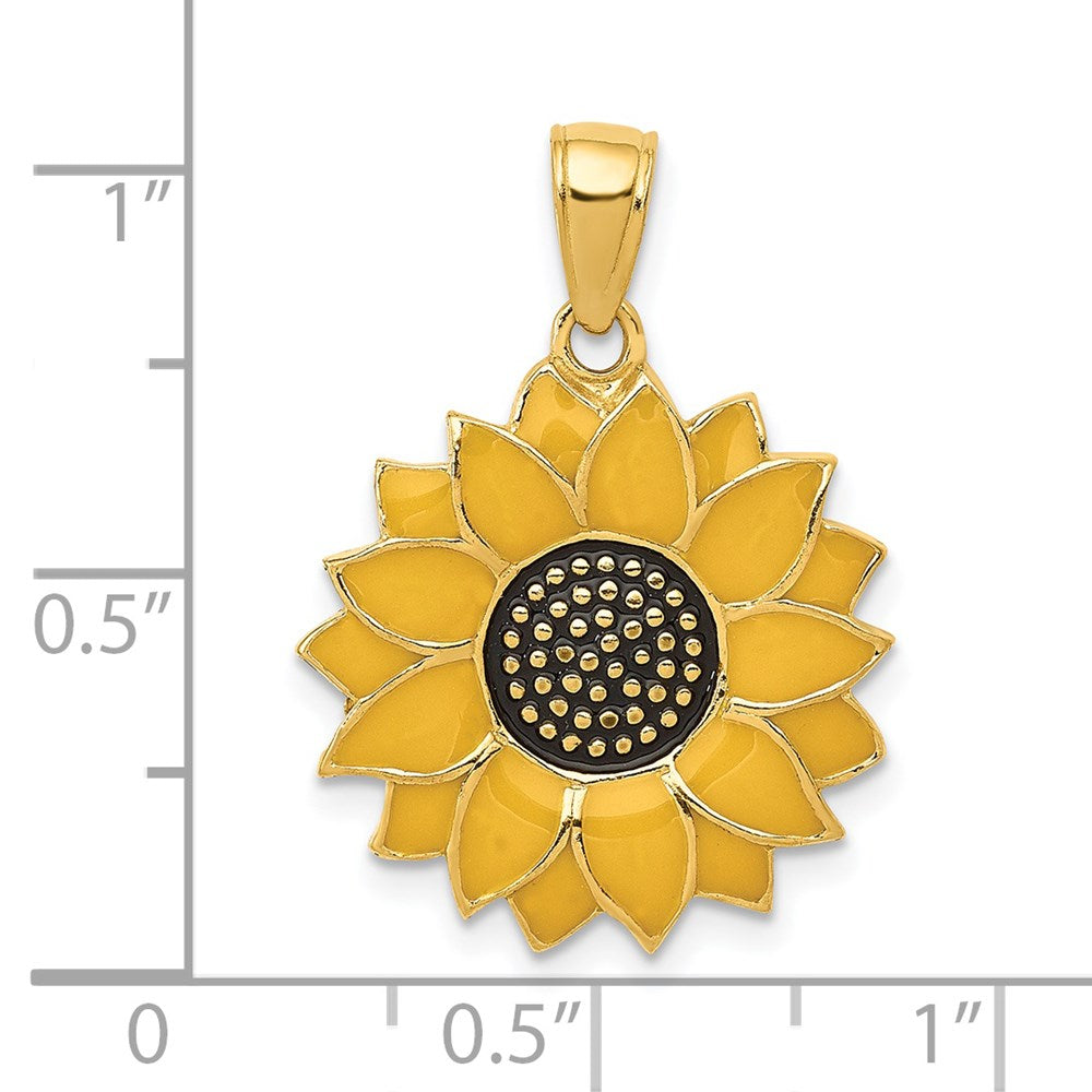 14K Gold Enameled Sunflower Charm - Charlie & Co. Jewelry